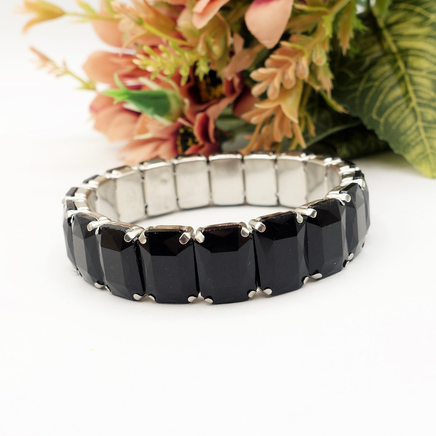 MARGOT ACCIAIO INOSSIDABILE -Bracciale Elasticizzato con pietre sfaccettate