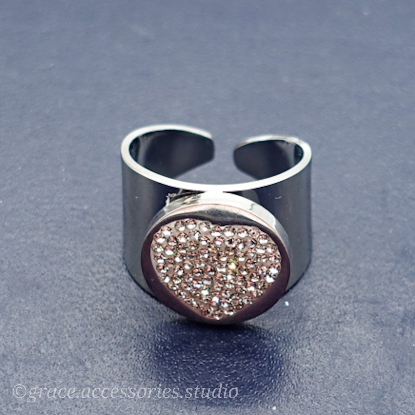 GEMMA ~ chevalier Stainless Steel heart ring-Adjustable size