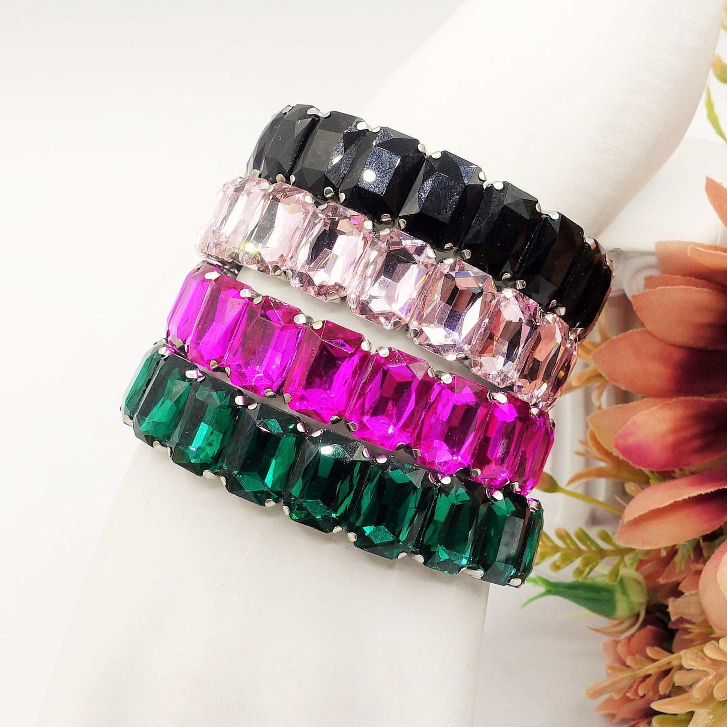MARGOT ACCIAIO INOSSIDABILE -Bracciale Elasticizzato con pietre sfaccettate