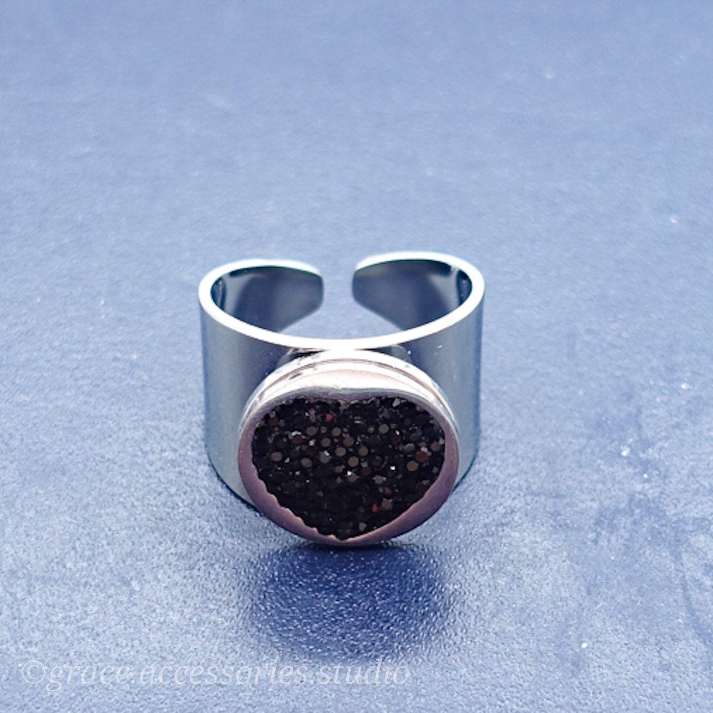 GEMMA ~ chevalier Stainless Steel heart ring-Adjustable size