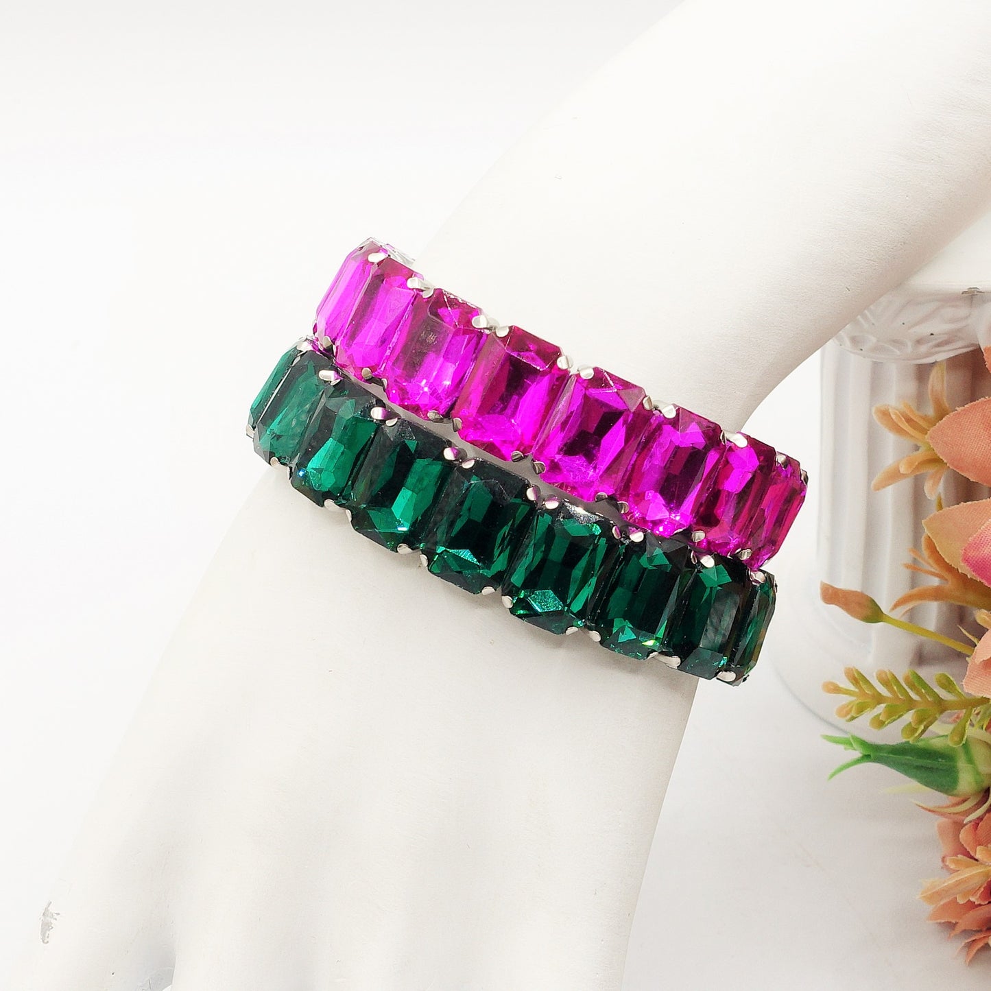 MARGOT ACCIAIO INOSSIDABILE -Bracciale Elasticizzato con pietre sfaccettate
