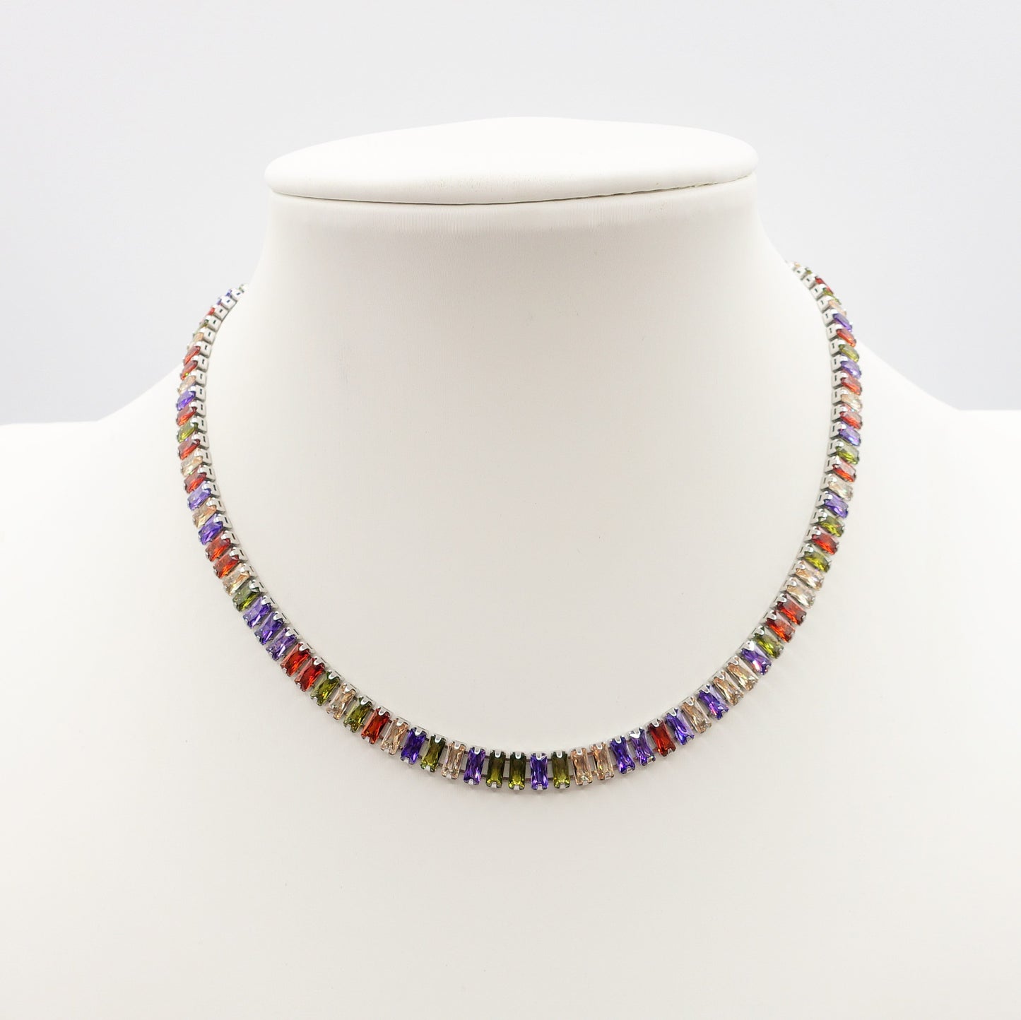 JULIANNE rainbow set - ACCIAIO INOSSIDABILE- set choker e bracciale tennis in cubic zirconia
