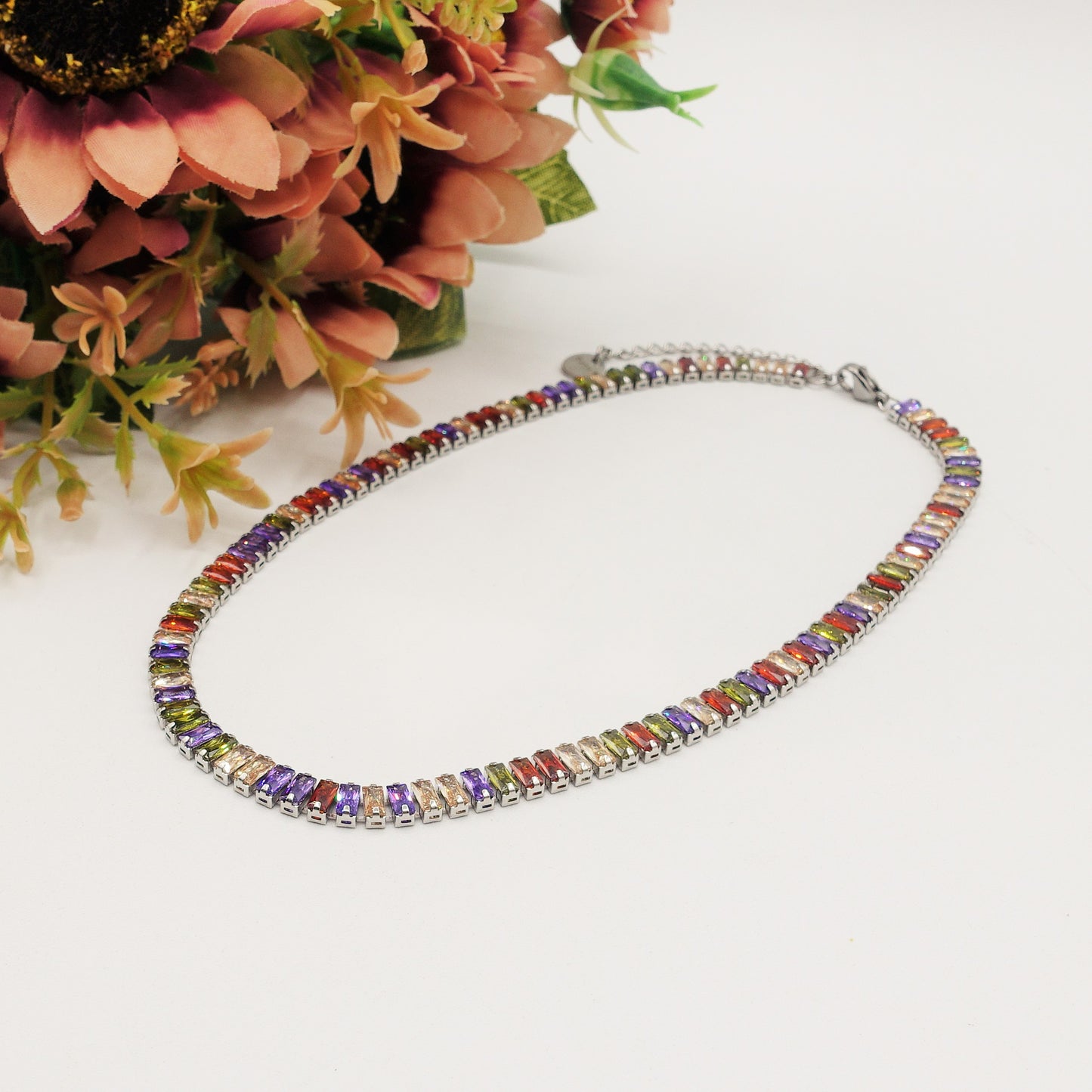 JULIANNE choker ~ ACCIAIO INOSSIDABILE- GIROCOLLO CON ZIRCONI A BAGUETTE
