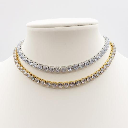 MELANIE ~ Tennis Choker girocollo in ACCIAIO INOSSIDABILE con cubic zirconia