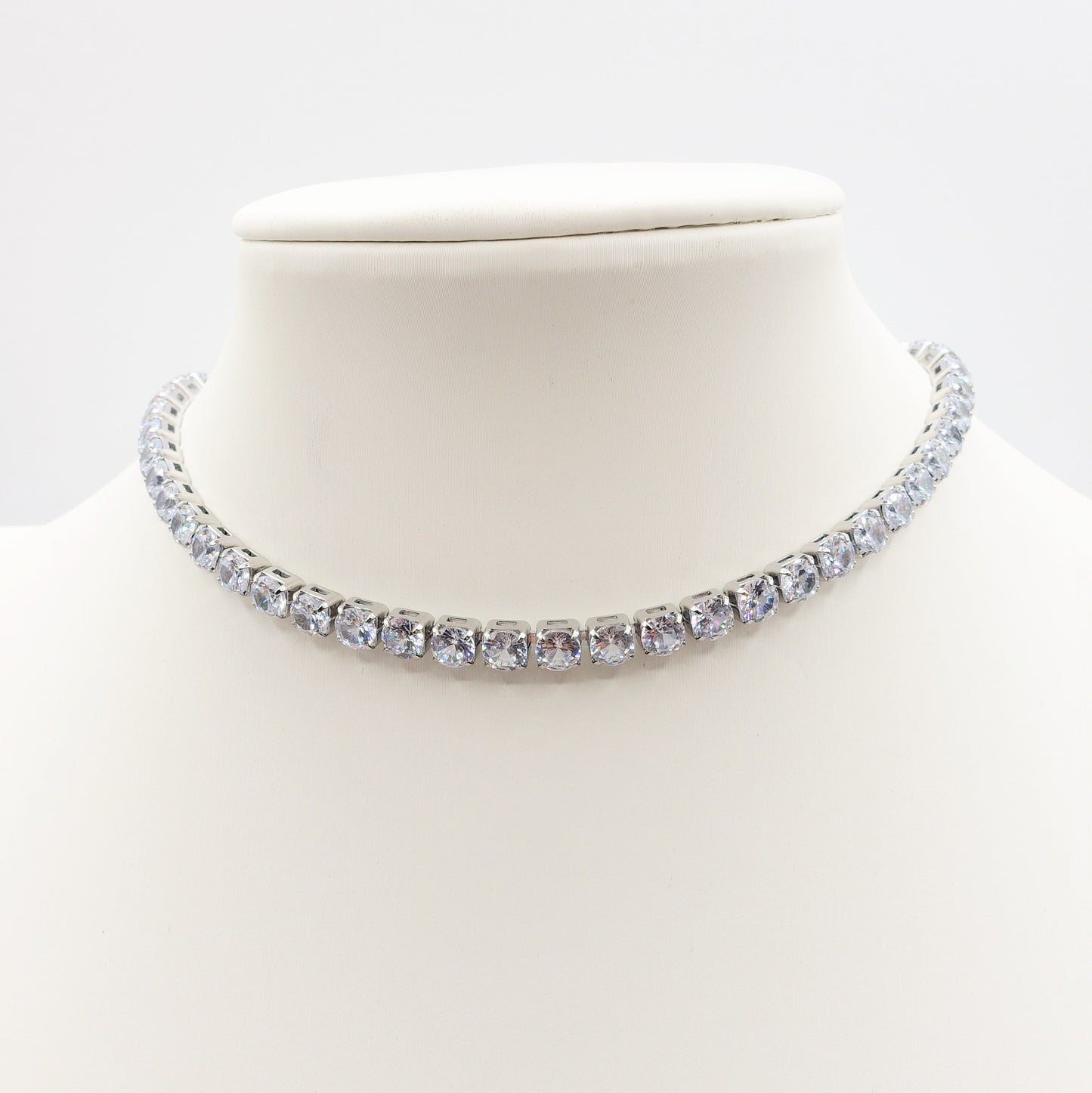 MELANIE ~ Tennis Choker girocollo in ACCIAIO INOSSIDABILE con cubic zirconia