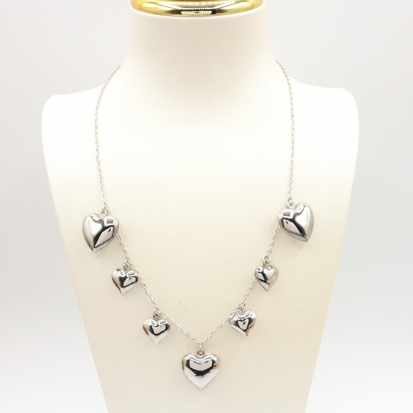 AURELIE ~ Collana ACCIAIO INOSSIDABILE con cuori bombe'
