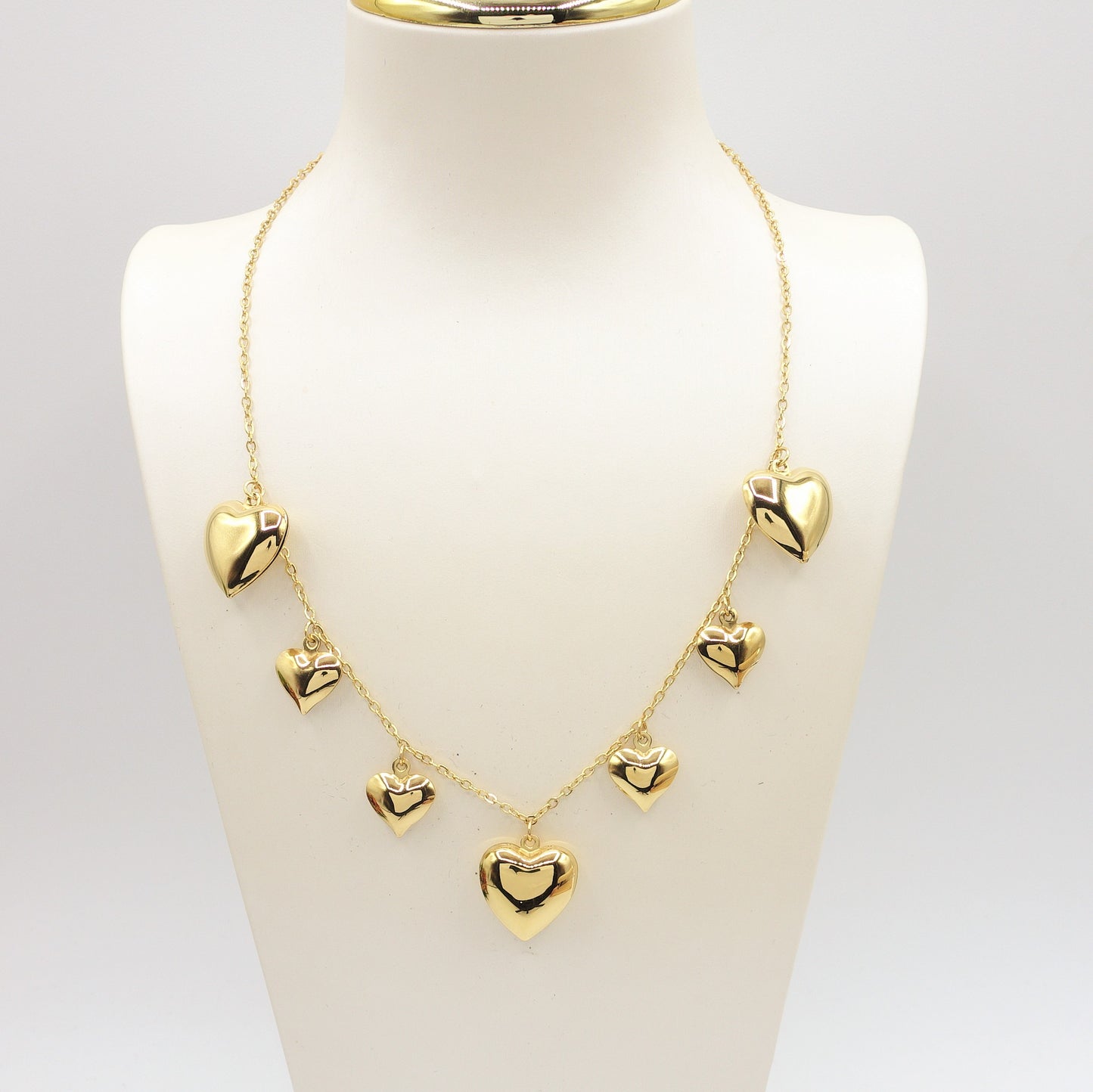 AURELIE ~ Collana ACCIAIO INOSSIDABILE con cuori bombe'