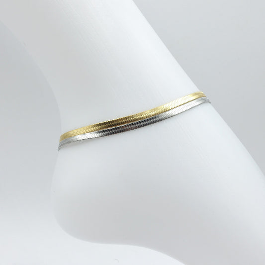 ELEONOR ~ Cavigliera in ACCIAIO INOSSIDABILE catena snake piatta