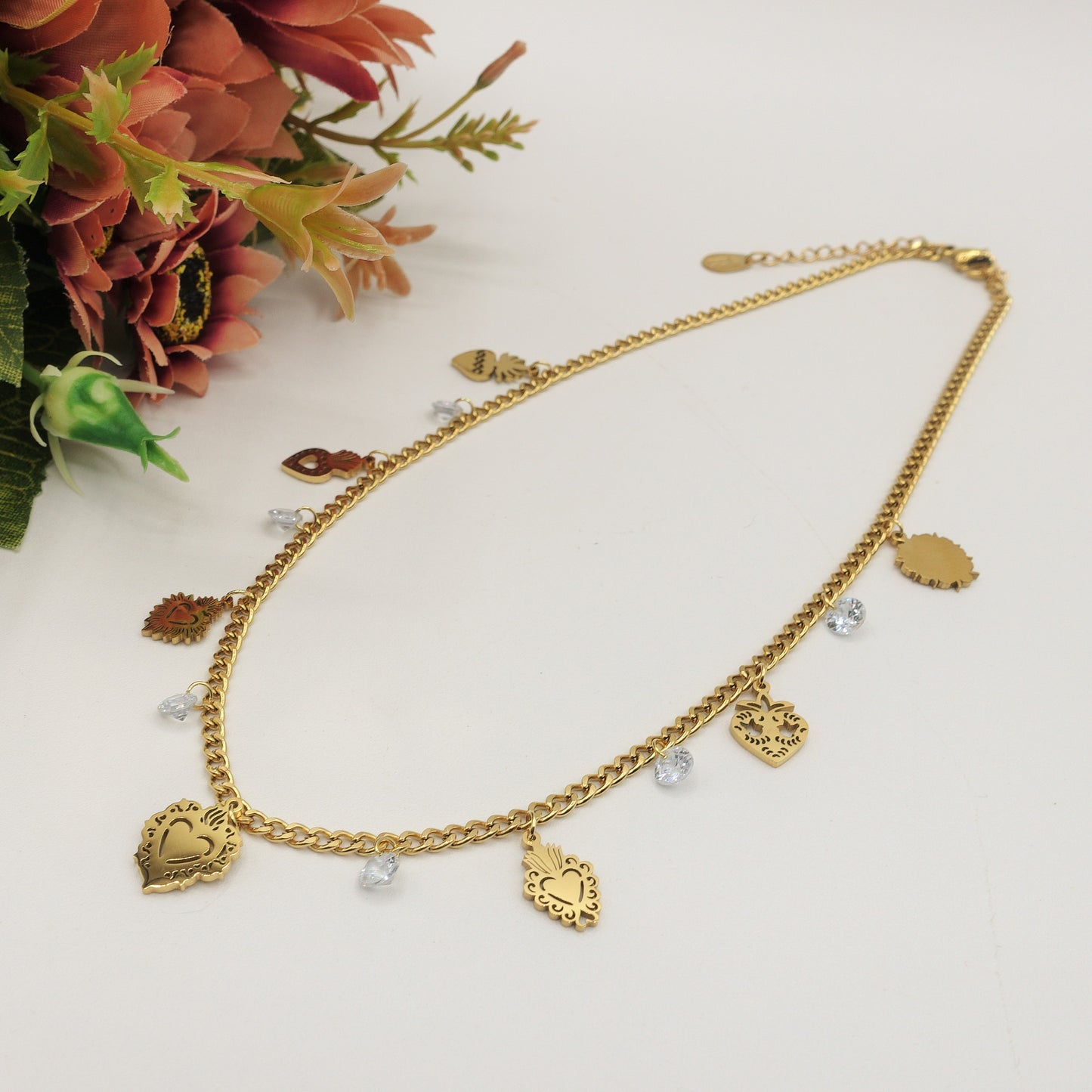 SACRED ~ Collana ACCIAIO INOSSIDABILE con cuori sacri
