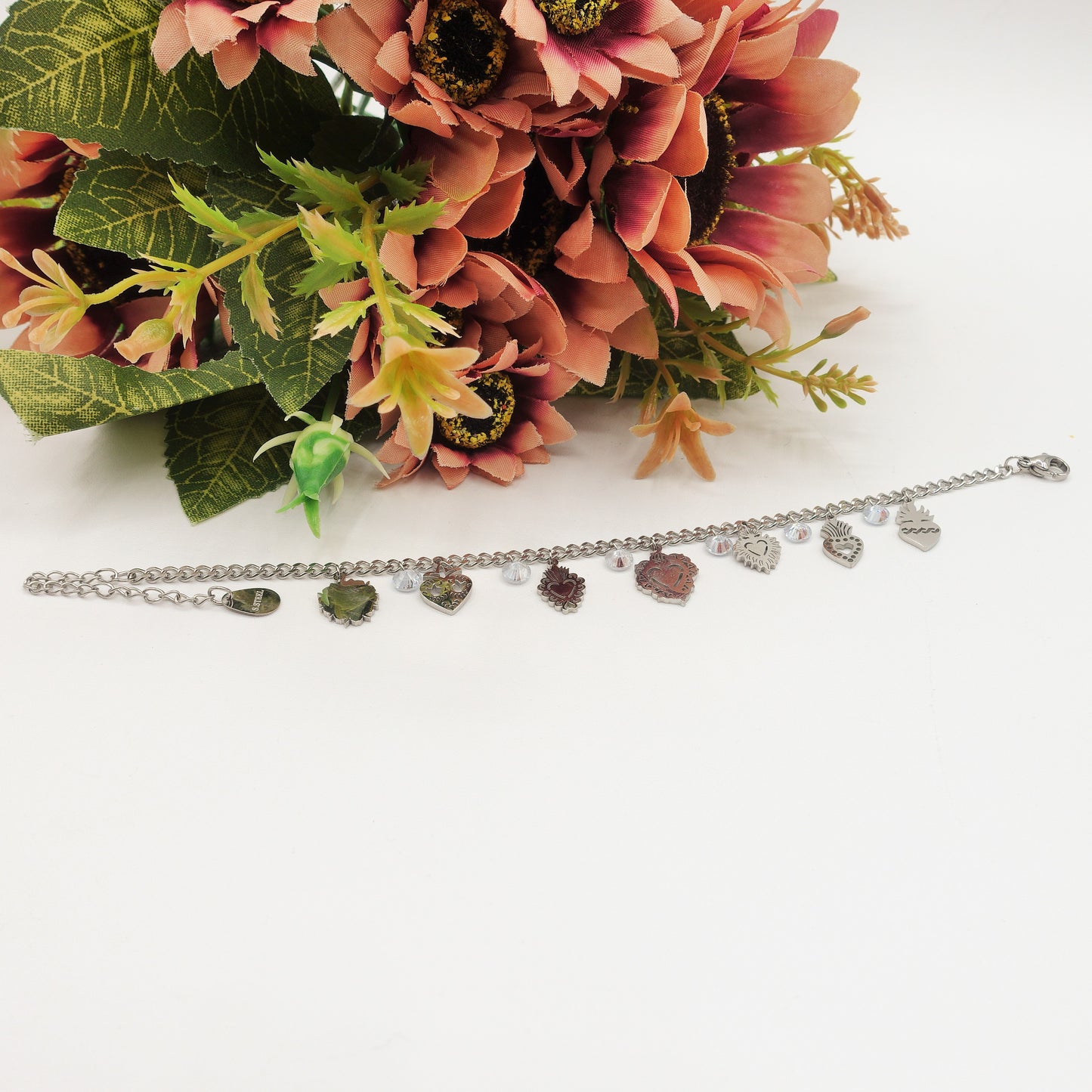 SACRED ~ Bracciale ACCIAIO INOSSIDABILE con cuori sacri