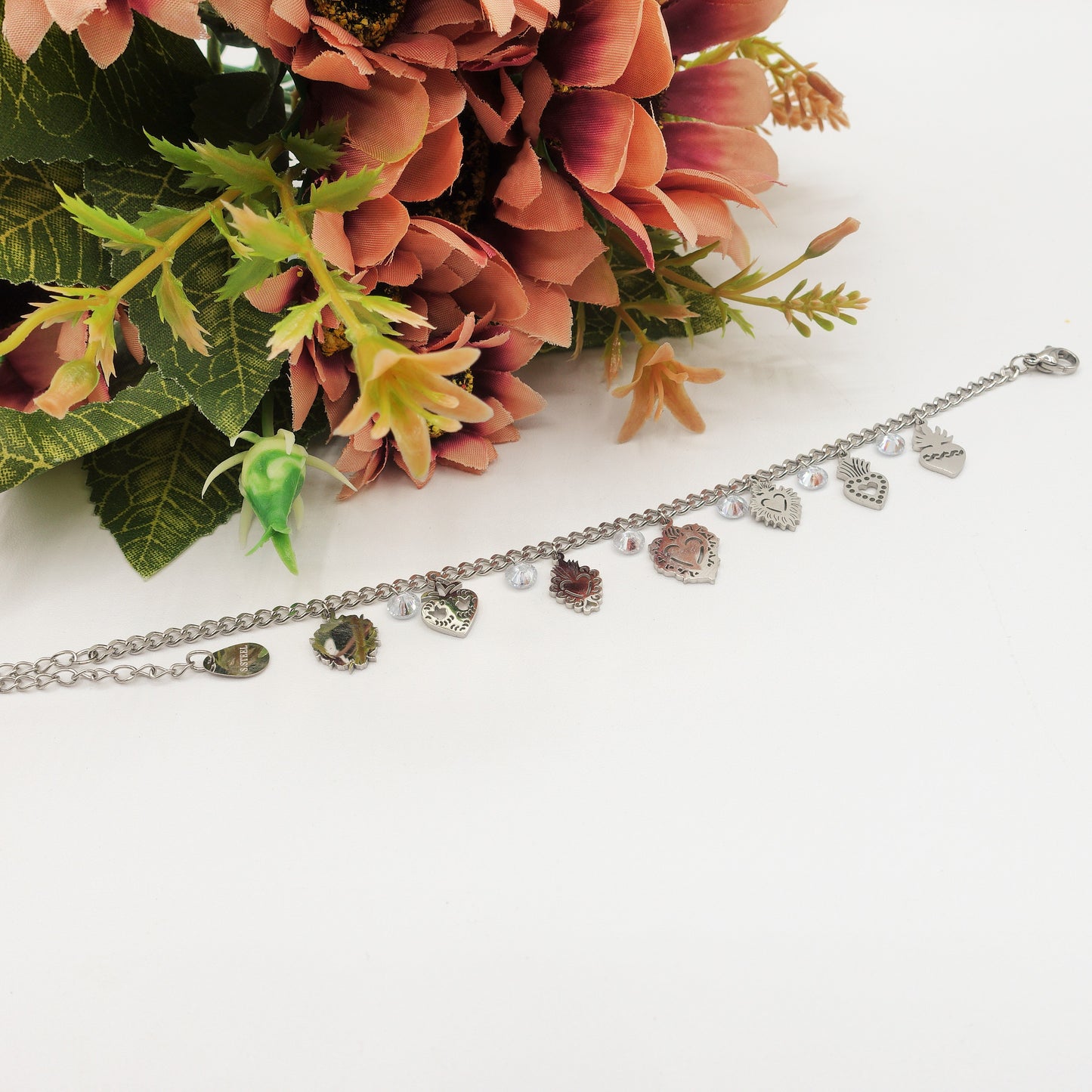 SACRED ~ Bracciale ACCIAIO INOSSIDABILE con cuori sacri