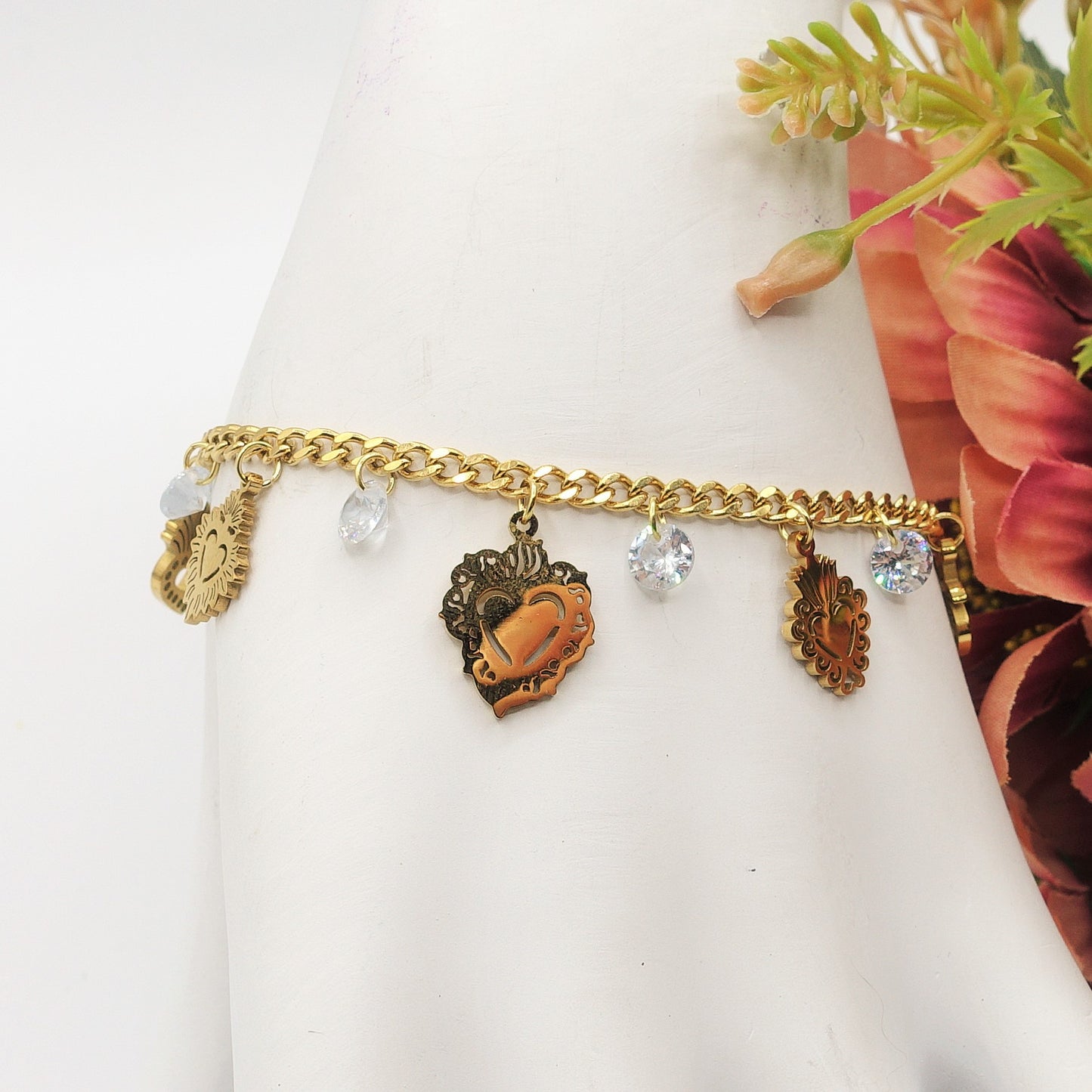 SACRED ~ Bracciale ACCIAIO INOSSIDABILE con cuori sacri