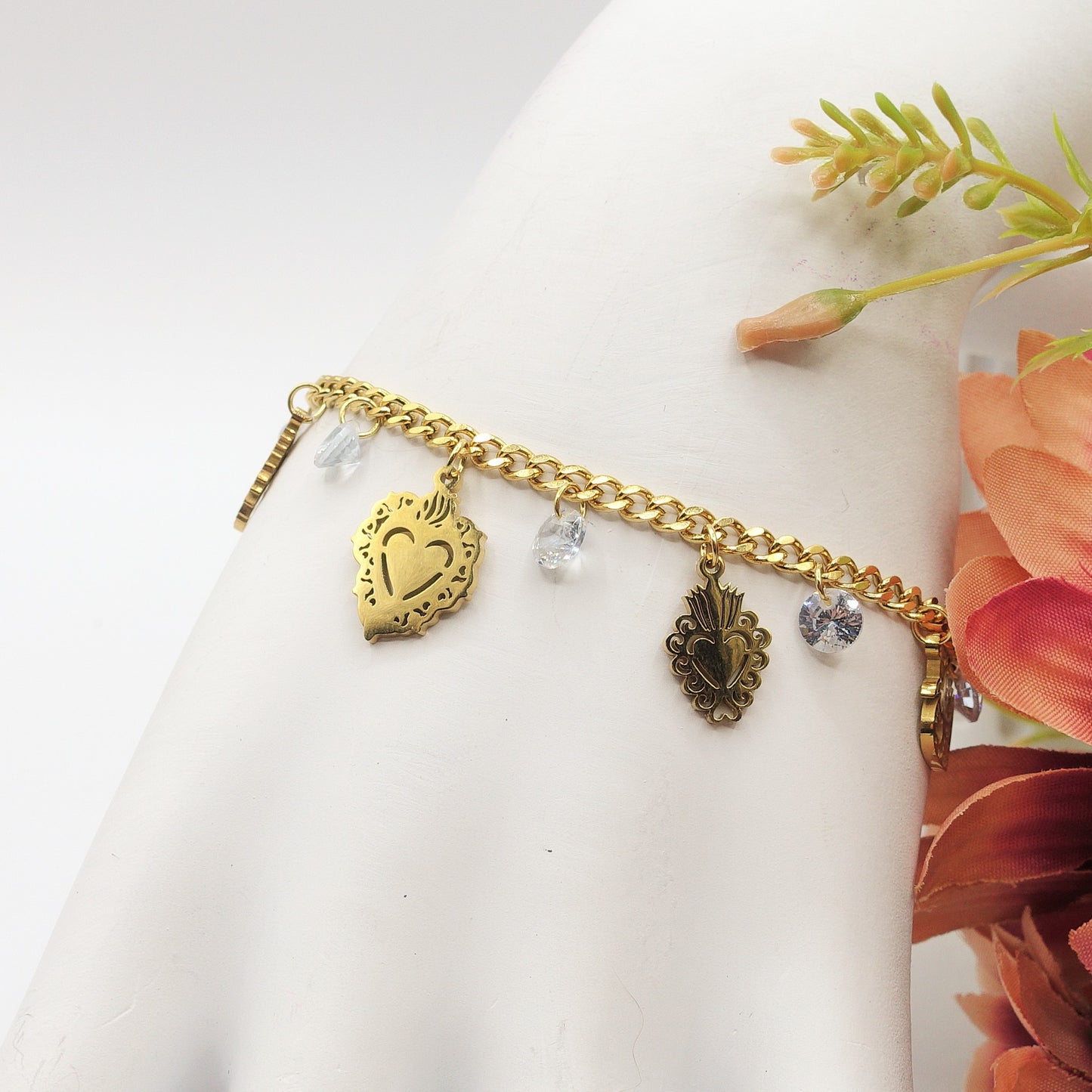 SACRED ~ Bracciale ACCIAIO INOSSIDABILE con cuori sacri