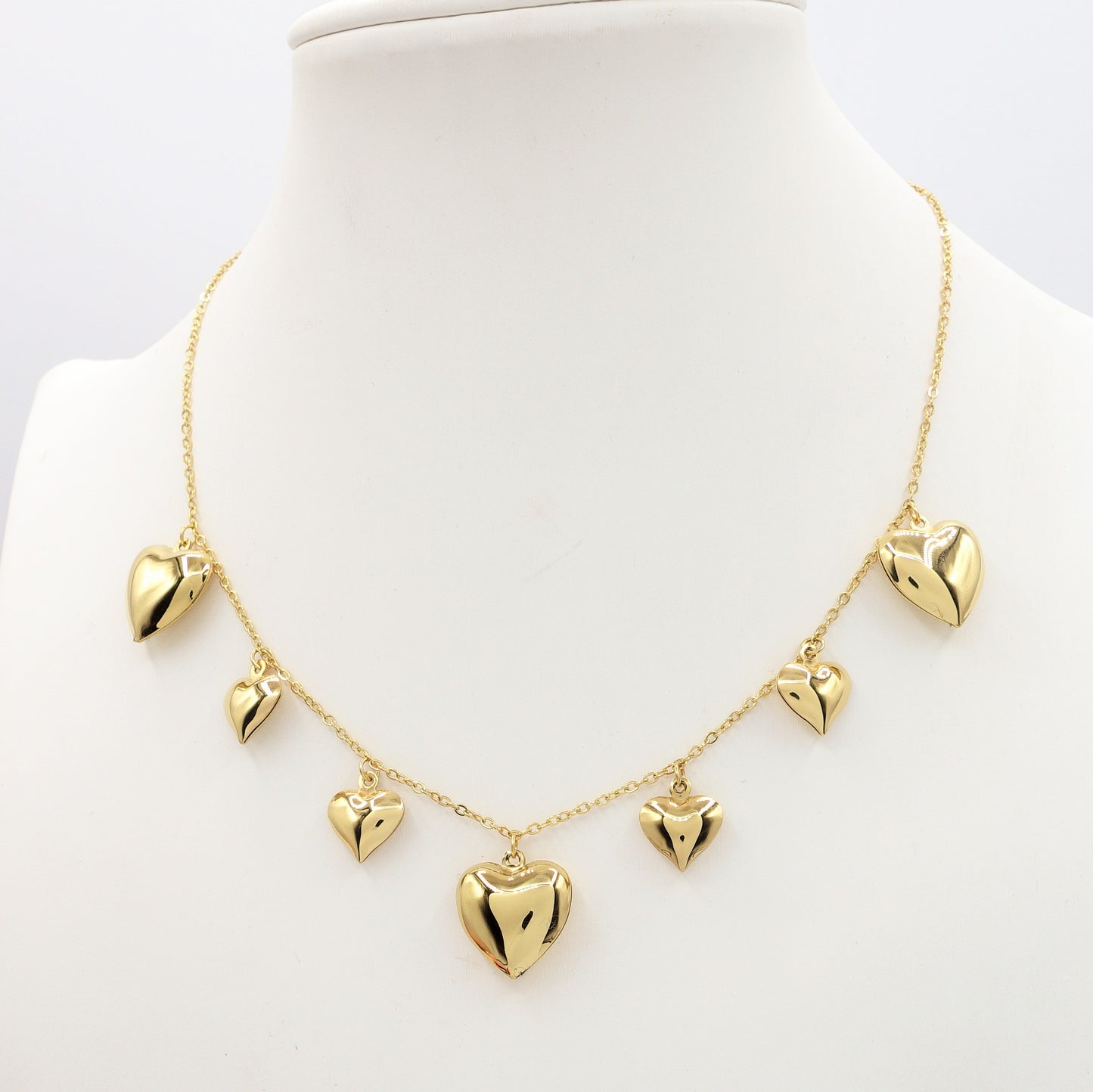 AURELIE ~ Collana ACCIAIO INOSSIDABILE con cuori bombe'