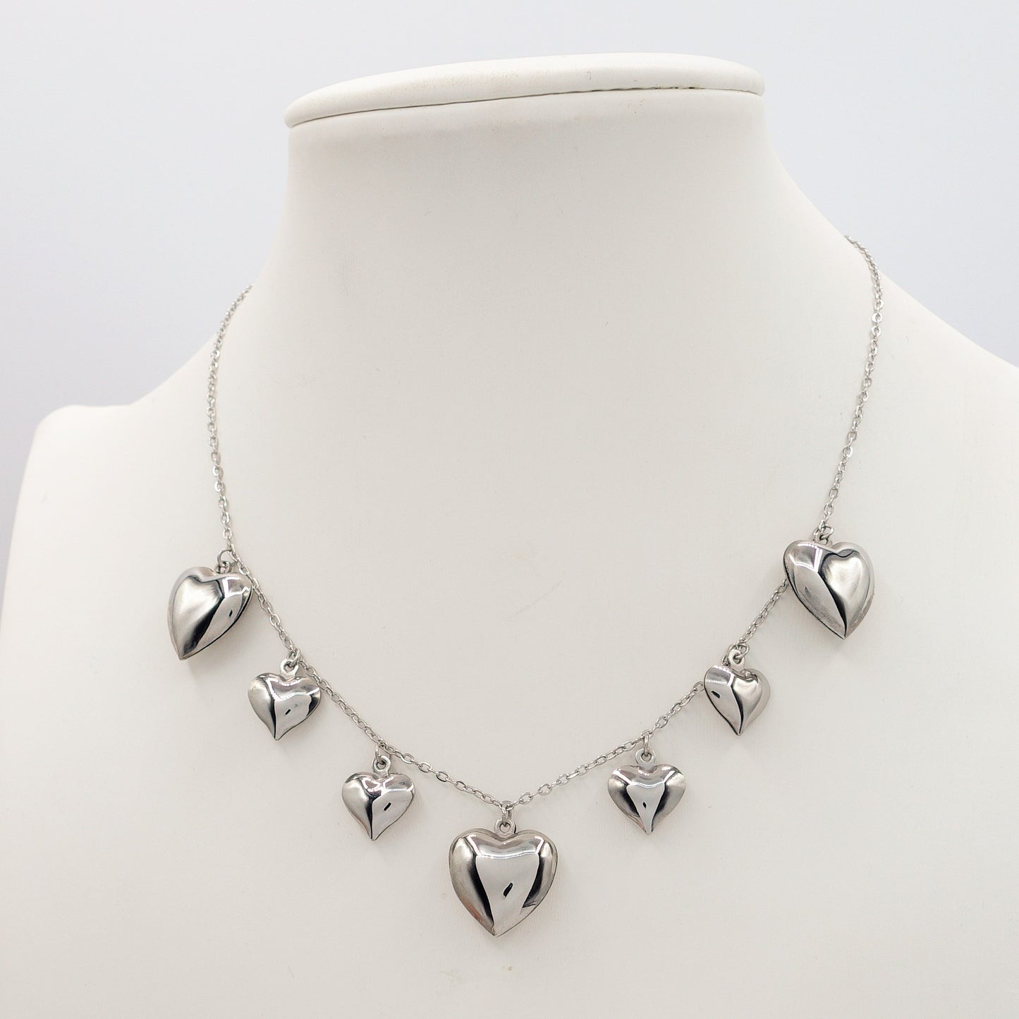 AURELIE ~ Collana ACCIAIO INOSSIDABILE con cuori bombe'