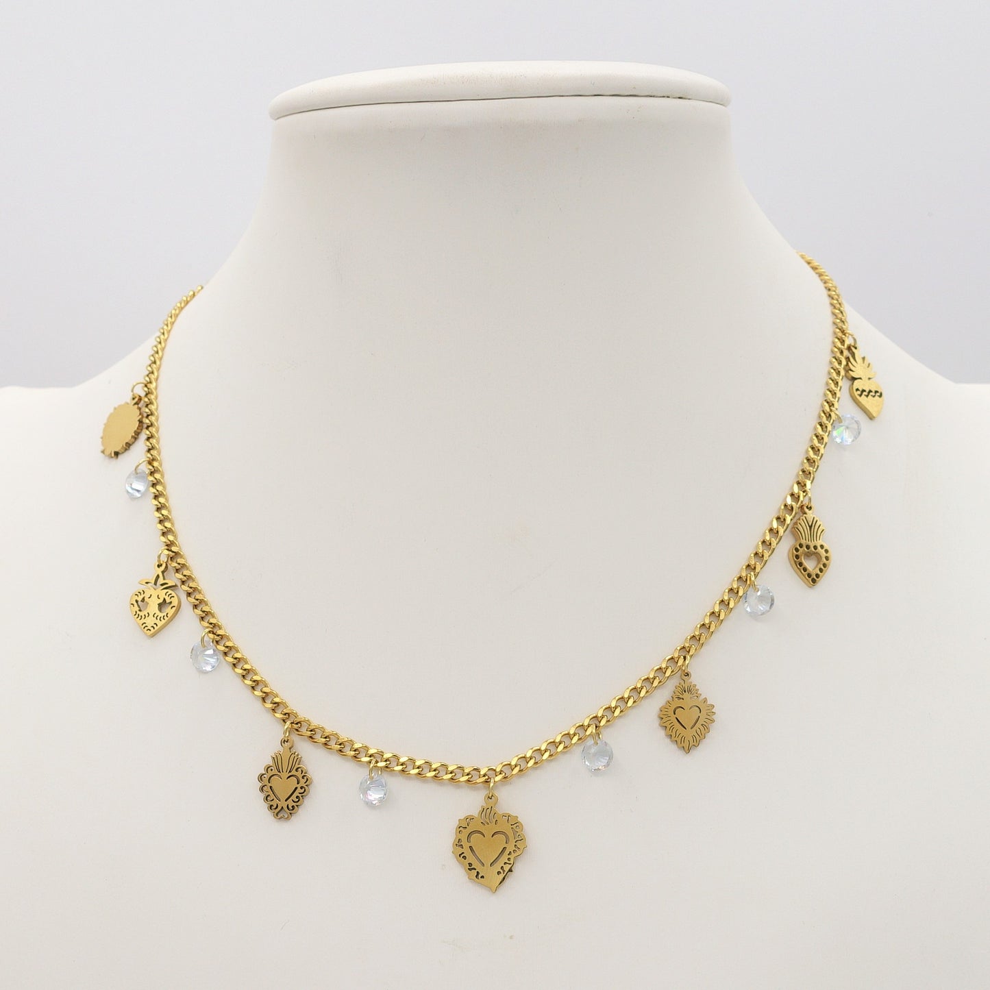 SACRED ~ Collana ACCIAIO INOSSIDABILE con cuori sacri