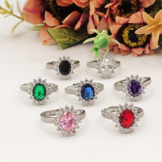 KATE ~ large ~ Anello regolabile con cubic zirconia a forma di OVALE