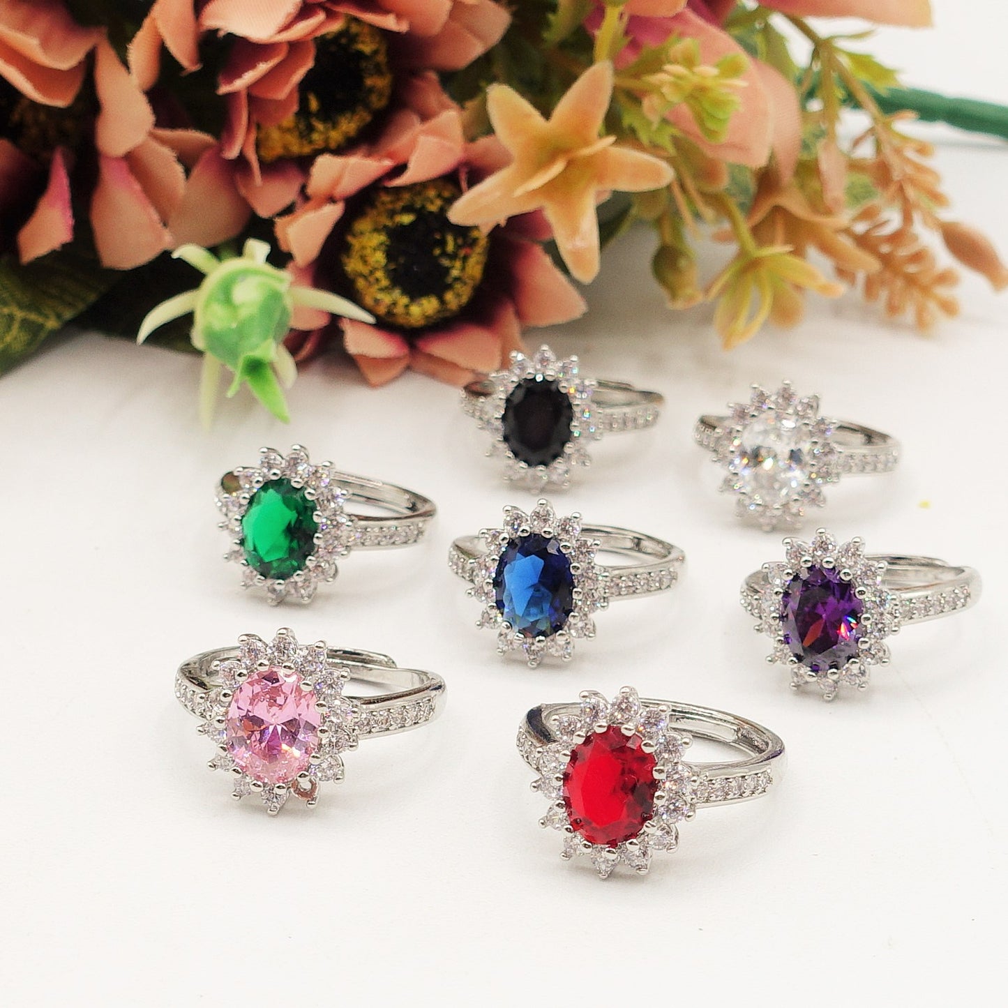 KATE ~ large ~ Anello regolabile con cubic zirconia a forma di OVALE