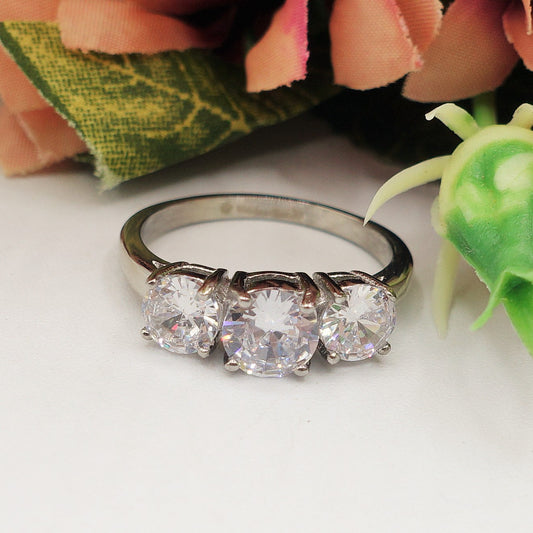 TRILOGY - ACCIAIO INOSSIDABILE ~ Anello con cubic zirconia alta qualità