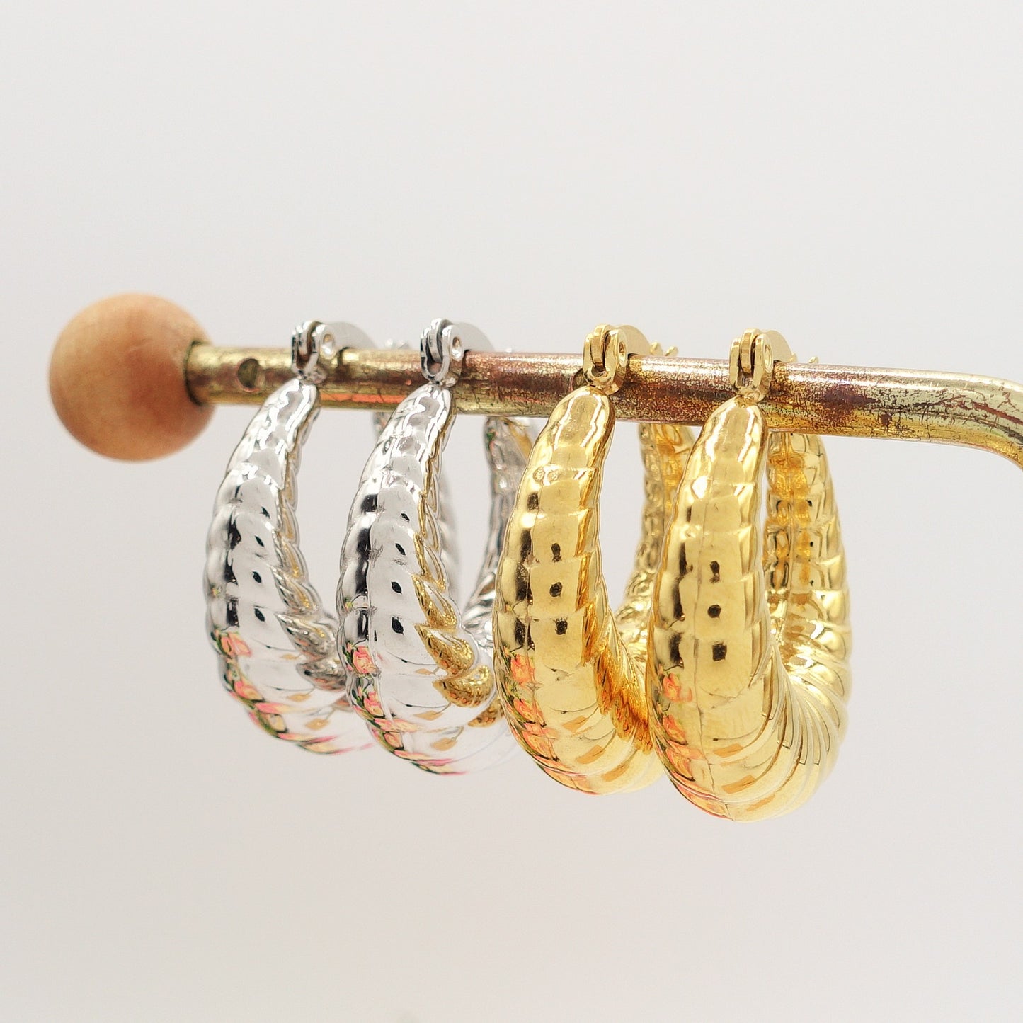 QUINN SMALL HOOPS - acciaio inossidabile orecchini cerchio bombati torchon vintage