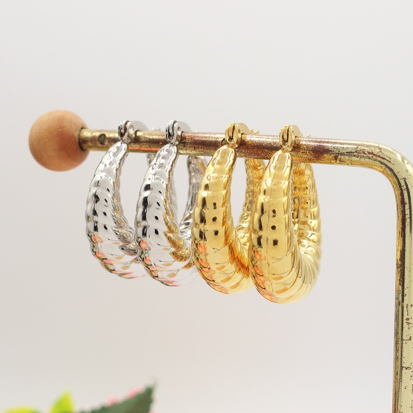 QUINN SMALL HOOPS - acciaio inossidabile orecchini cerchio bombati torchon vintage
