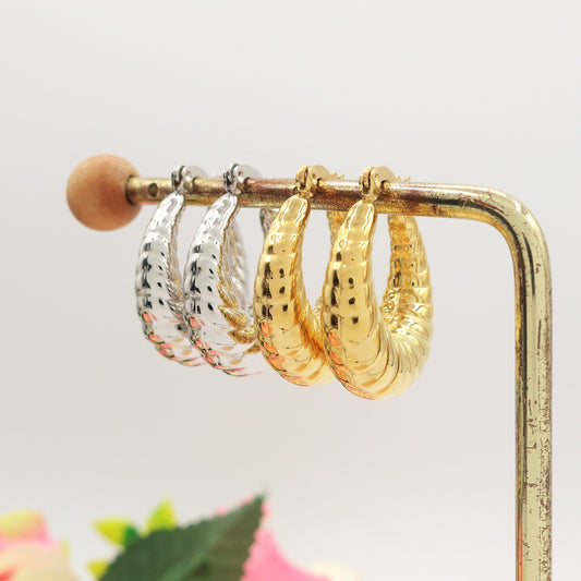 QUINN SMALL HOOPS - acciaio inossidabile orecchini cerchio bombati torchon vintage