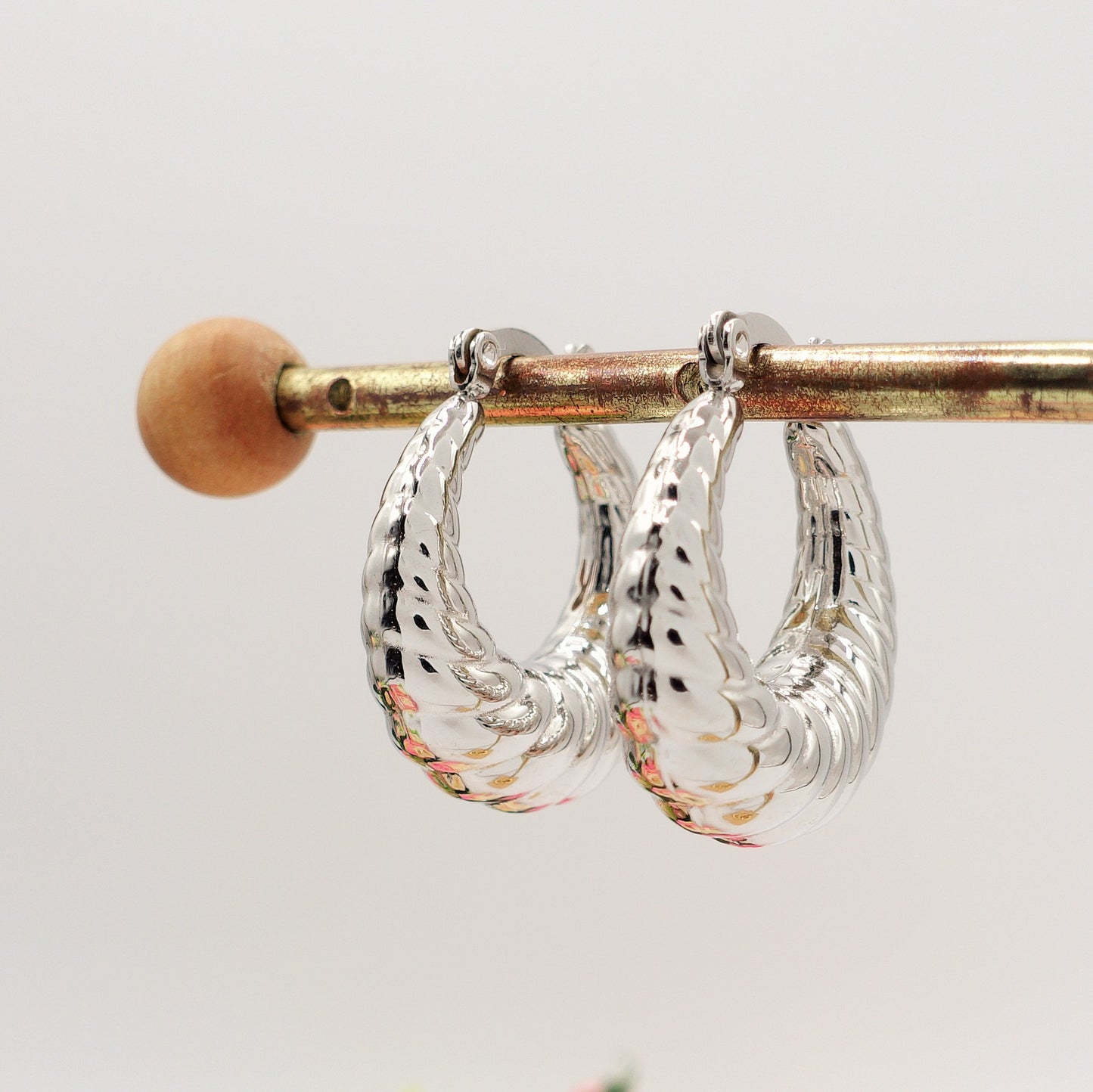 QUINN SMALL HOOPS - acciaio inossidabile orecchini cerchio bombati torchon vintage