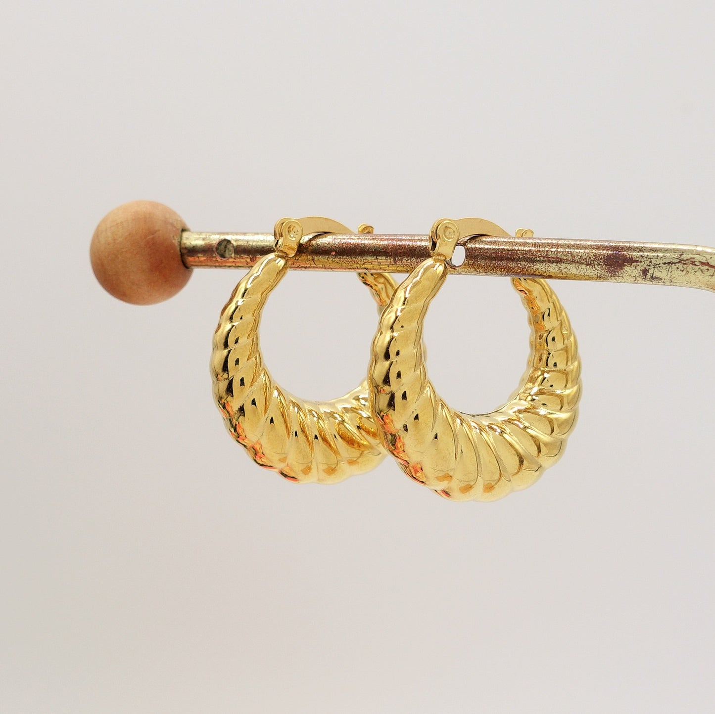 QUINN SMALL HOOPS - acciaio inossidabile orecchini cerchio bombati torchon vintage