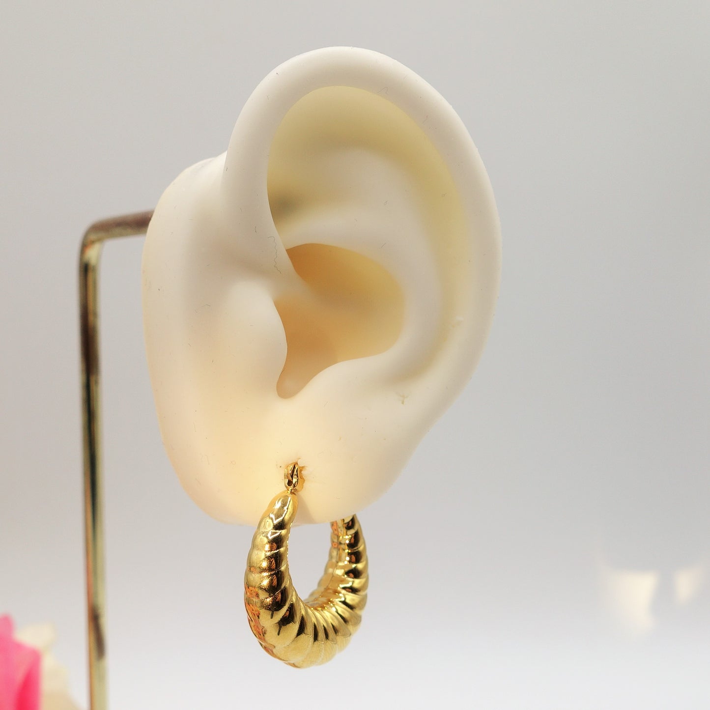 QUINN SMALL HOOPS - acciaio inossidabile orecchini cerchio bombati torchon vintage
