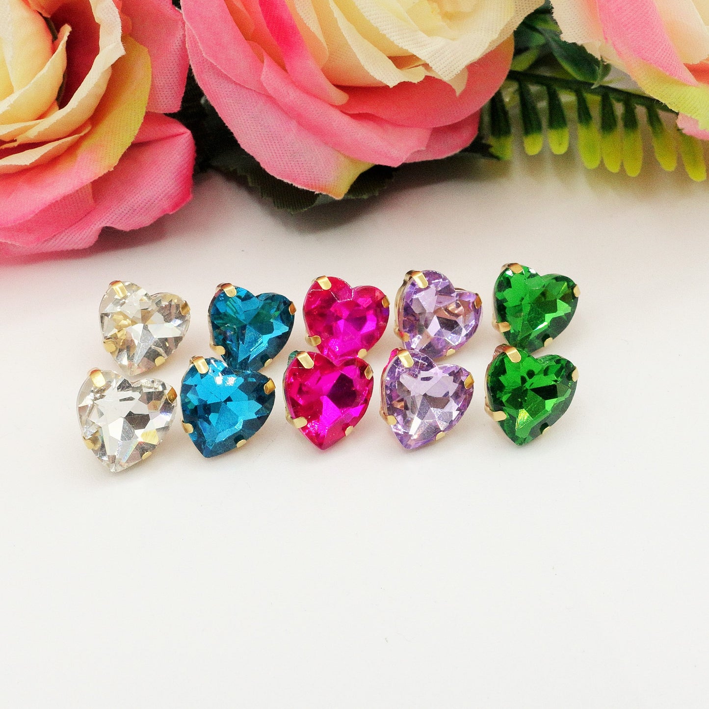 LUCE HEARTS Studs - Orecchini ACCIAIO INOSSIDABILE con pietre sfaccettate