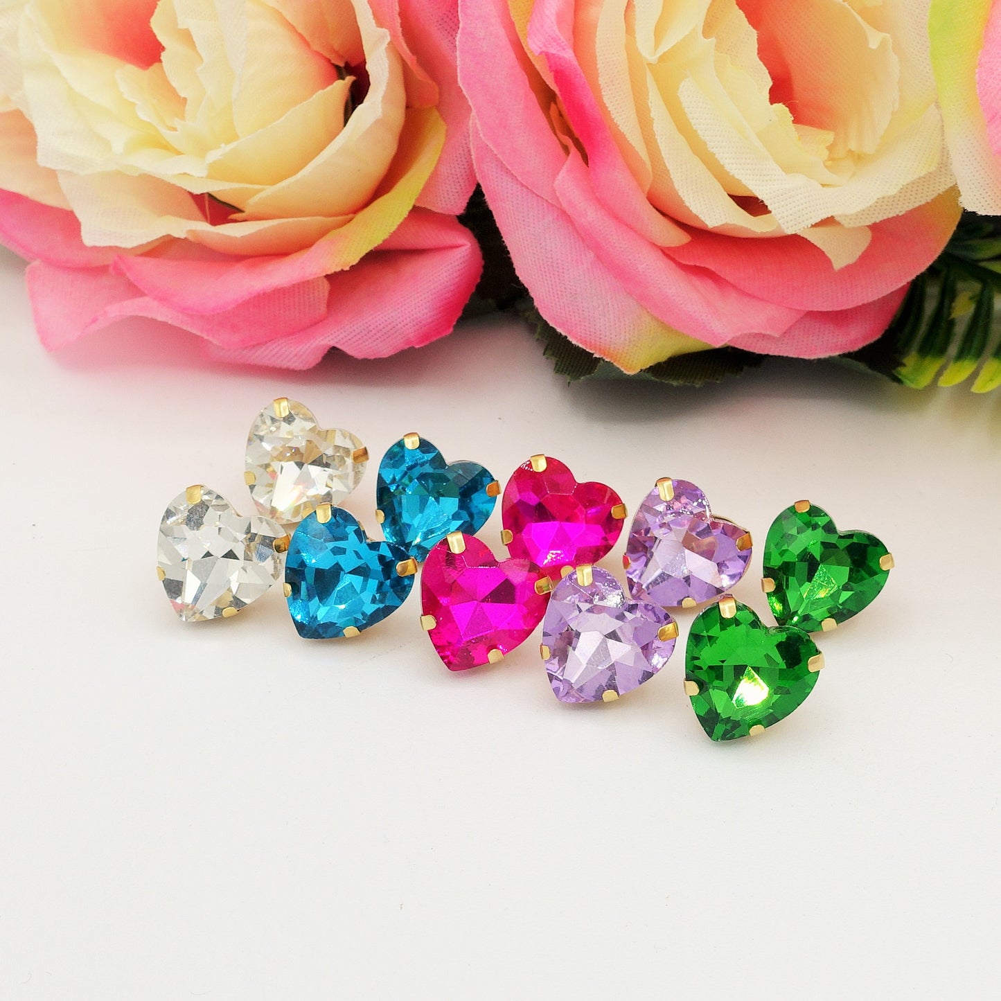 LUCE HEARTS Studs - Orecchini ACCIAIO INOSSIDABILE con pietre sfaccettate