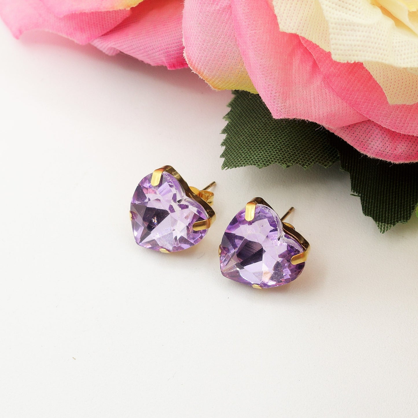 LUCE HEARTS Studs - Orecchini ACCIAIO INOSSIDABILE con pietre sfaccettate