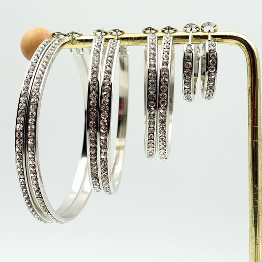 KOURTNEY ~ACCIAIO INOSSIDABILE - Orecchini a cerchio con Zirconi Cubici-4 misure