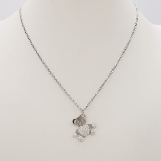 COCO ~ Collana Teddy orsetto in Acciaio Inossidabile e Cubic Zirconia