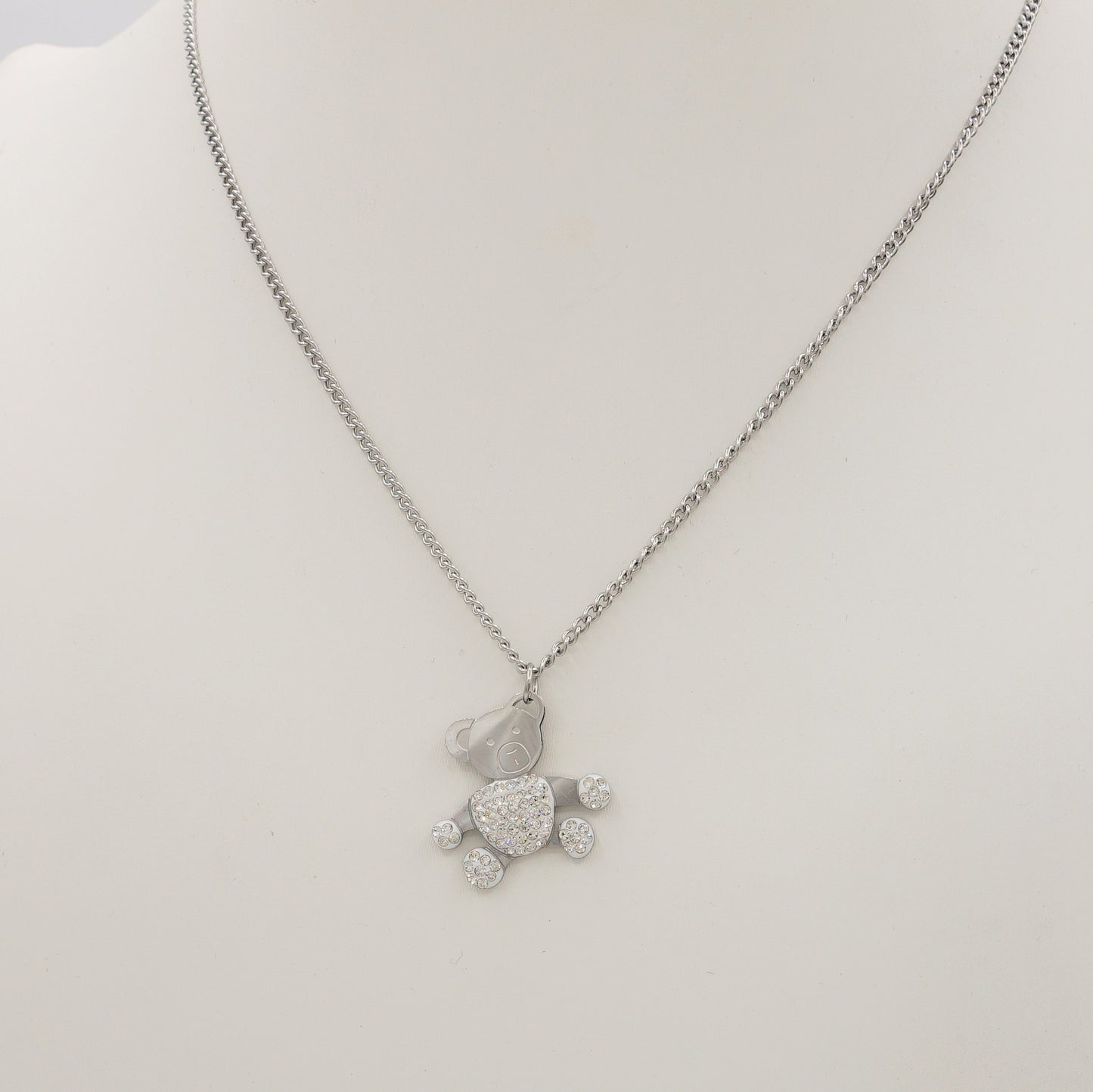 COCO ~ Collana Teddy orsetto in Acciaio Inossidabile e Cubic Zirconia
