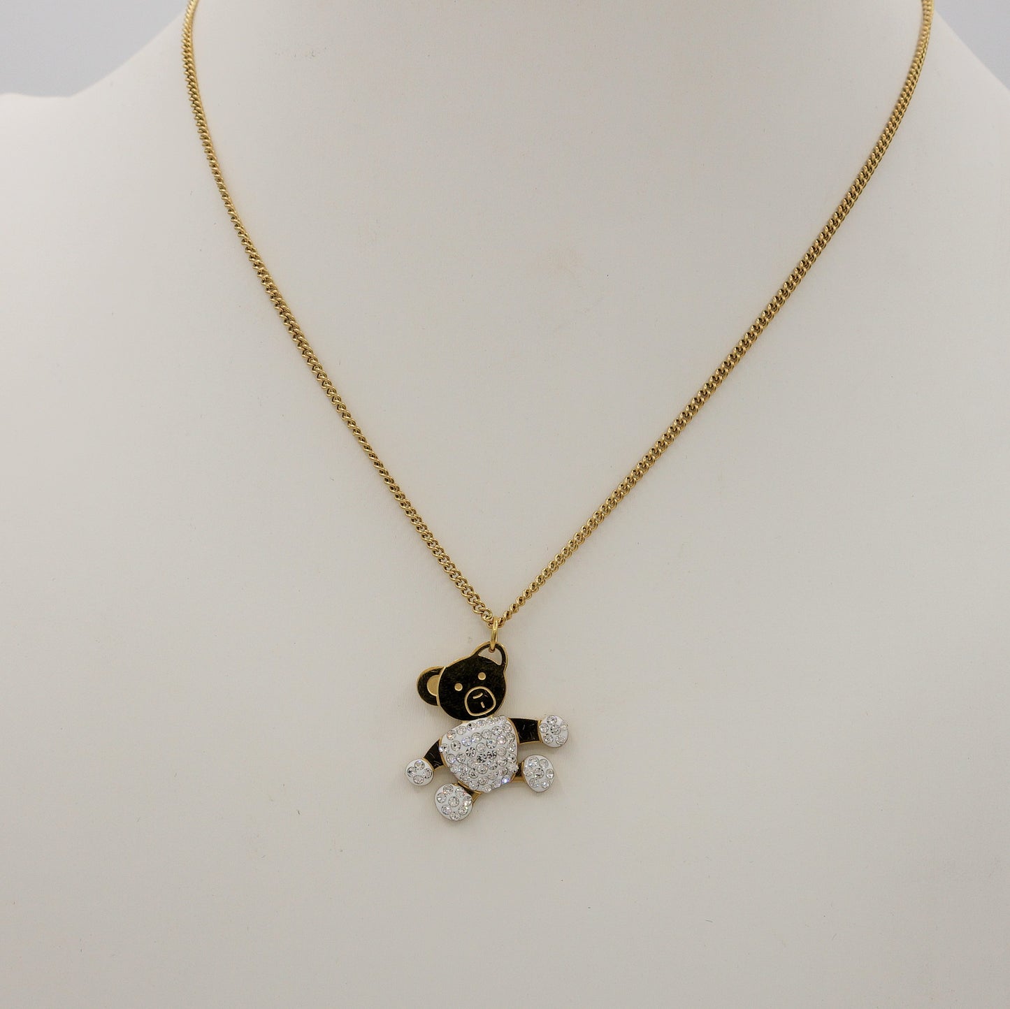 COCO ~ Collana Teddy orsetto in Acciaio Inossidabile e Cubic Zirconia