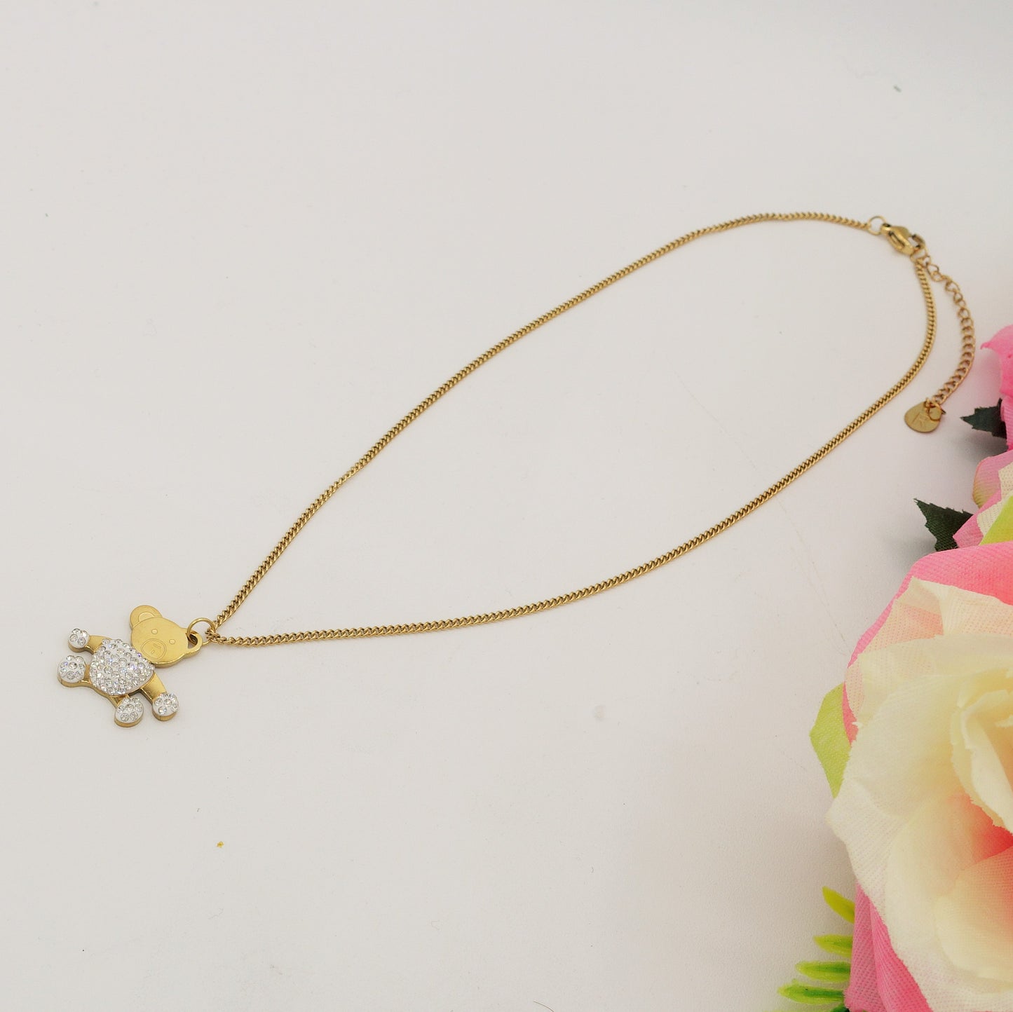 COCO ~ Collana Teddy orsetto in Acciaio Inossidabile e Cubic Zirconia