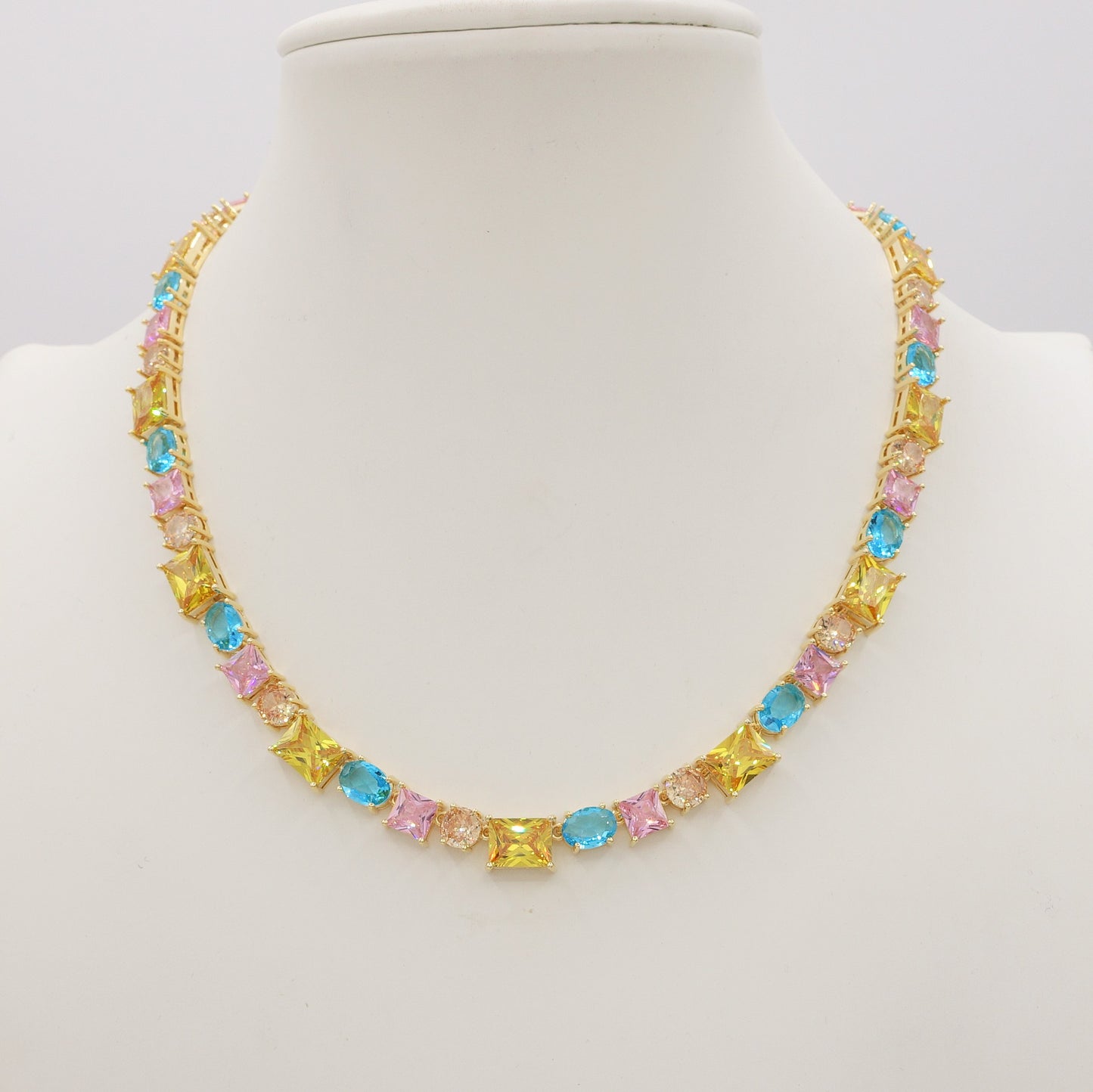 CHARIS Collier Tennis - Collana con Cubic Zirconia RAINBOW