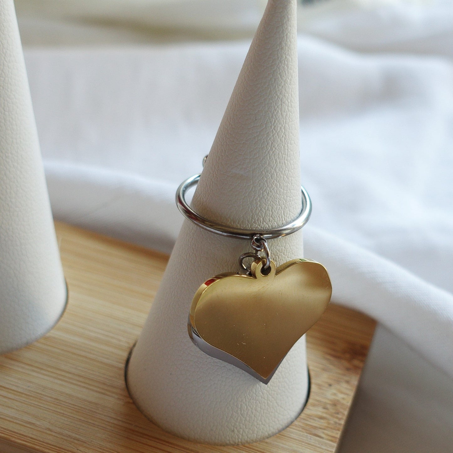 Anello big heart - pendenti a cuore Anello regolabile in Acciaio inossidabile