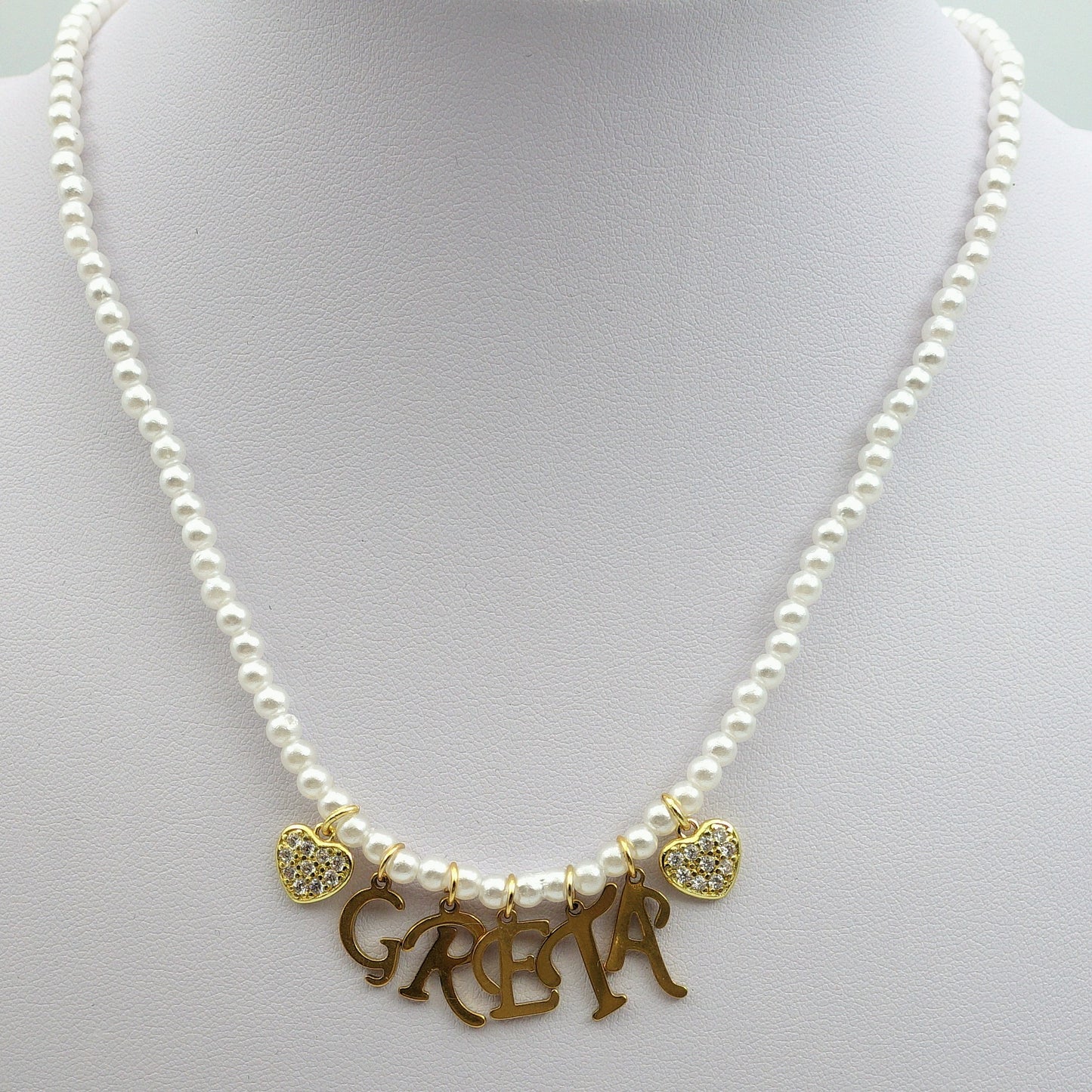MY NAME ~ Collana Con IL TUO Nome Personalizzato in Perle e Acciaio Inossidabile