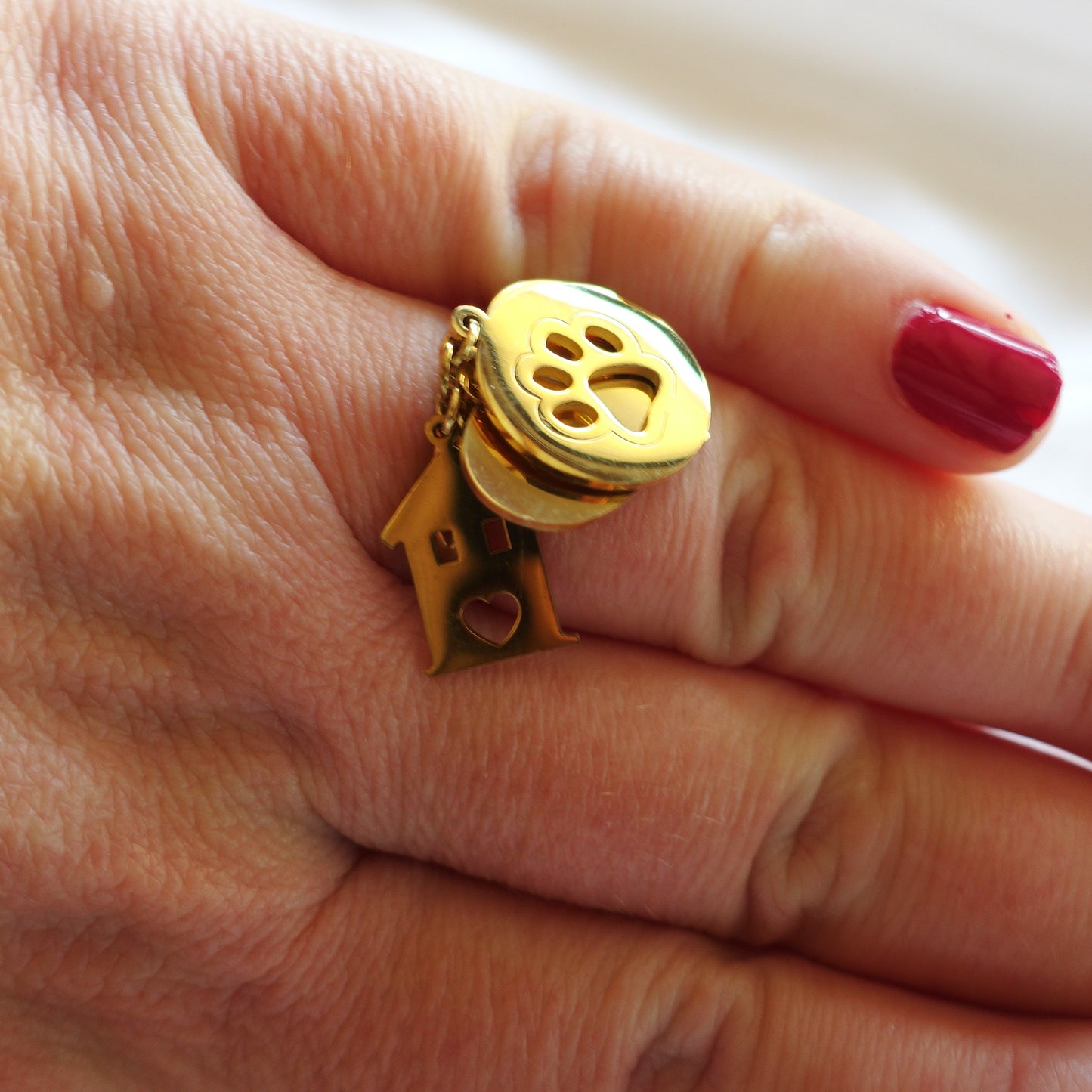 HOME LOVE anello ciondolo in acciaio inossidabile regolabile