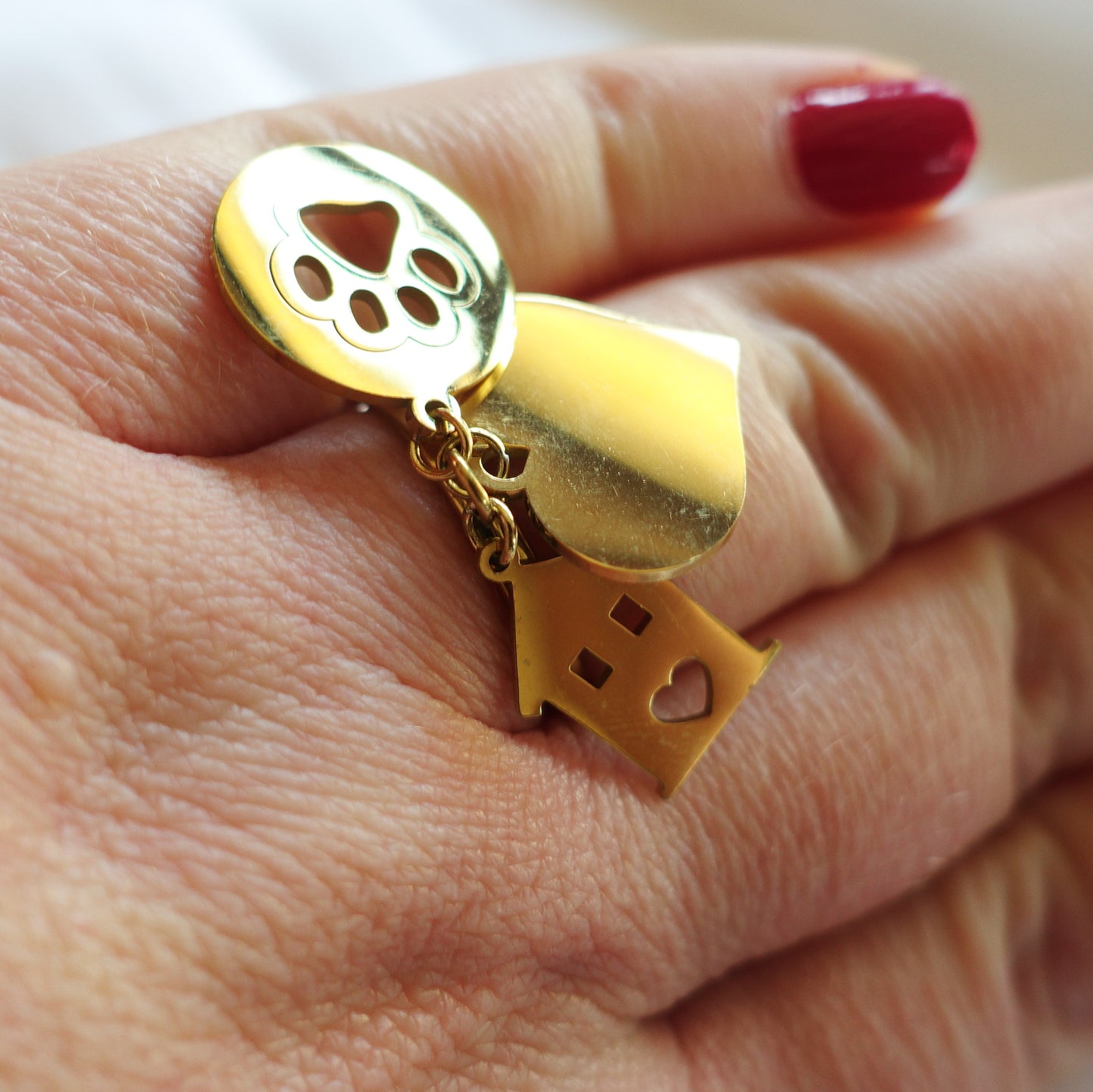 HOME LOVE anello ciondolo in acciaio inossidabile regolabile