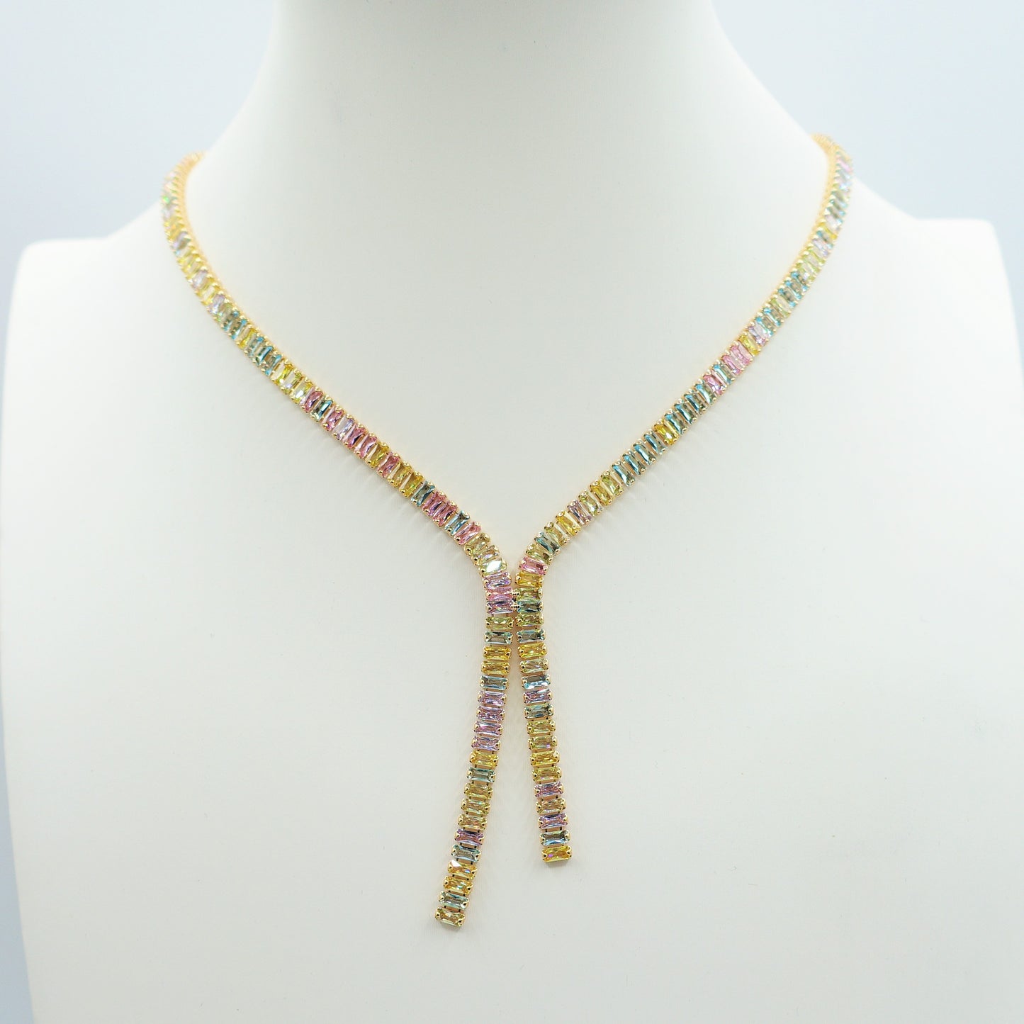 JOLIE SET - collier e orecchini con cubic zirconia RAINBOW taglio baguette