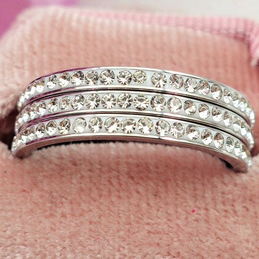 NOEMI-ACCIAIO INOSSIDABILE ~SET 3 FEDINE CON Zirconi