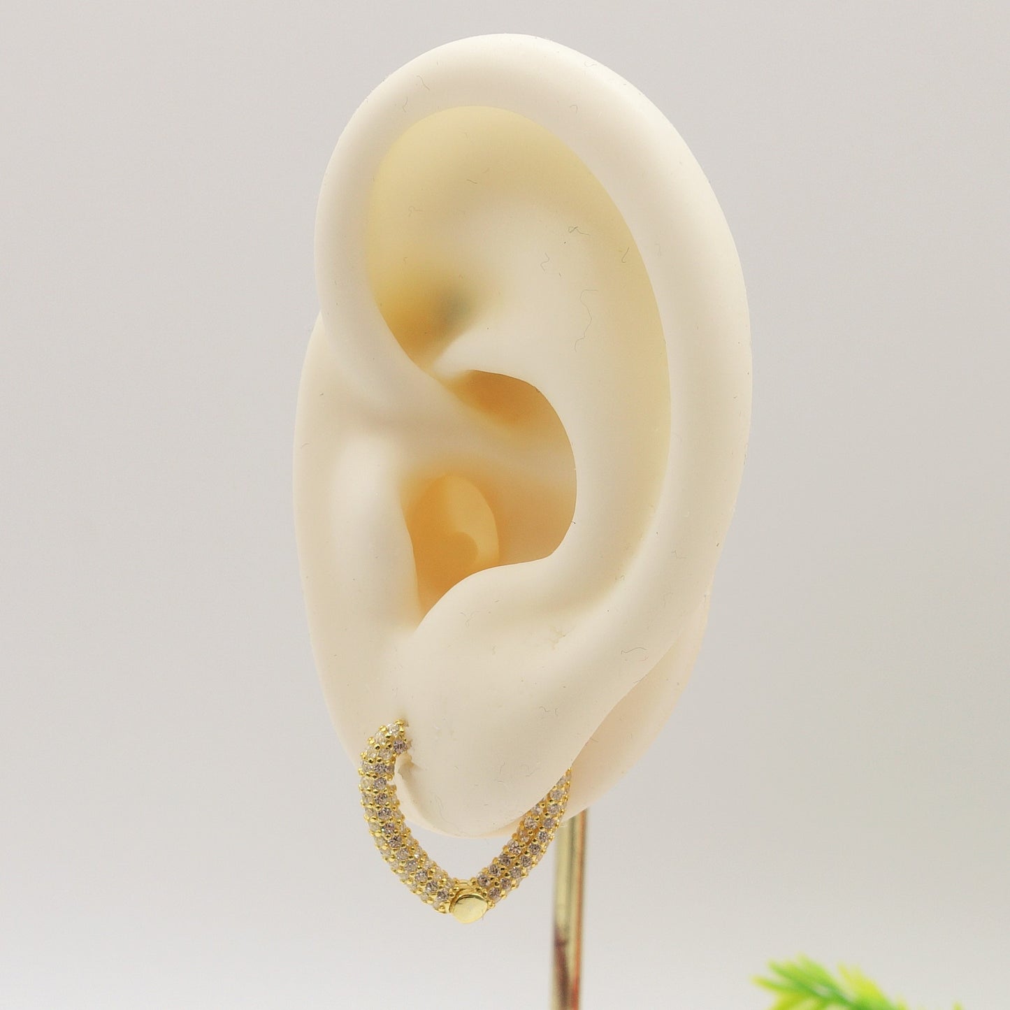 SERENITY HEART ~ paio Orecchini ARGENTO 925 cerchio a cuore con cubic zirconia