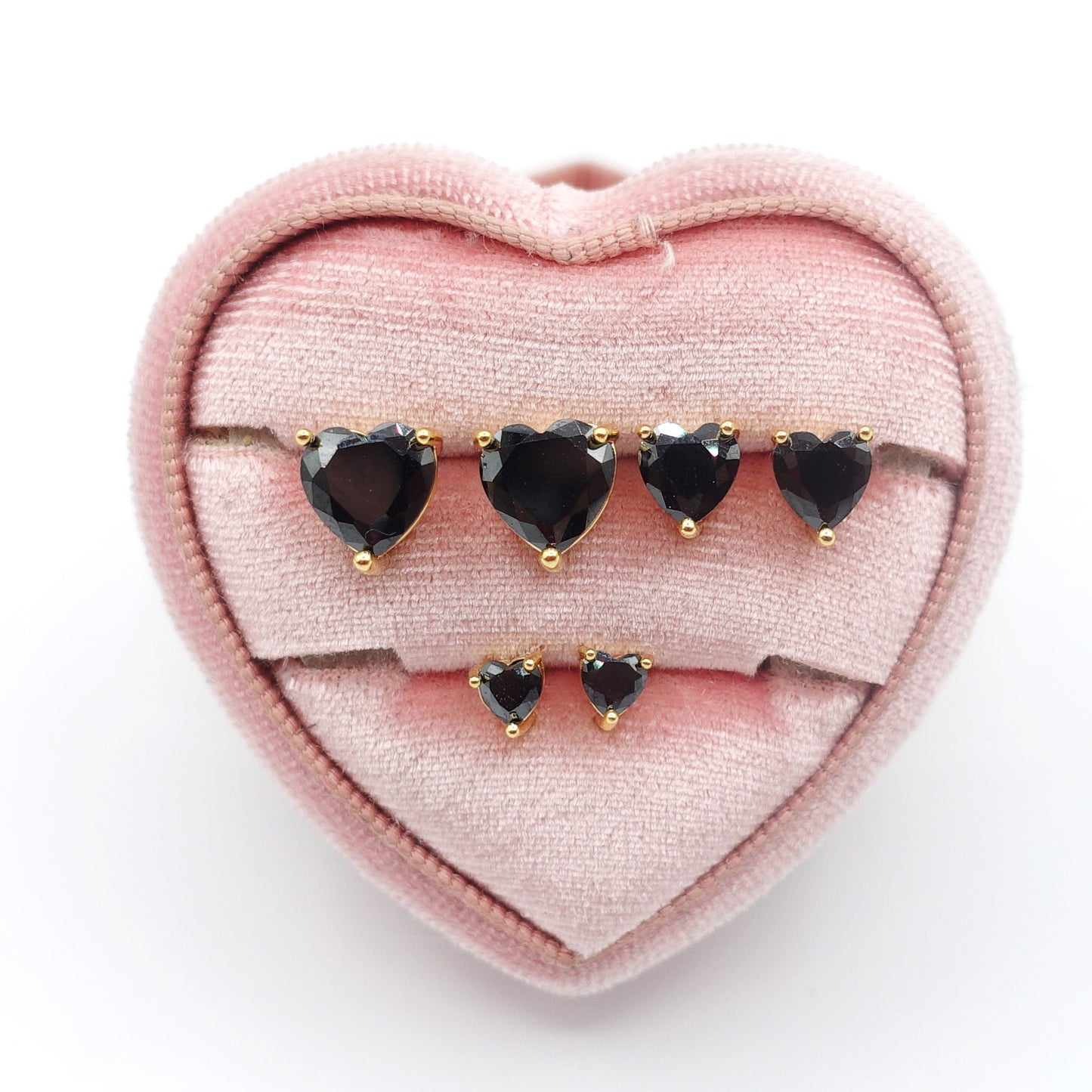Set 3 Paia-Orecchini punto luce a forma di cuore in Cubic Zirconia-