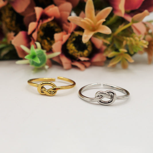 ALBA ~ Anello knot regolabile in ACCIAIO INOSSIDABILE ~ nodo