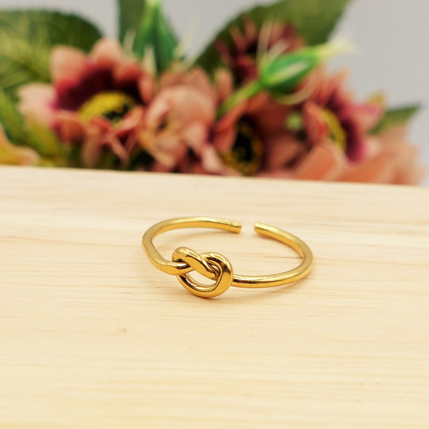 ALBA ~ Anello knot regolabile in ACCIAIO INOSSIDABILE ~ nodo