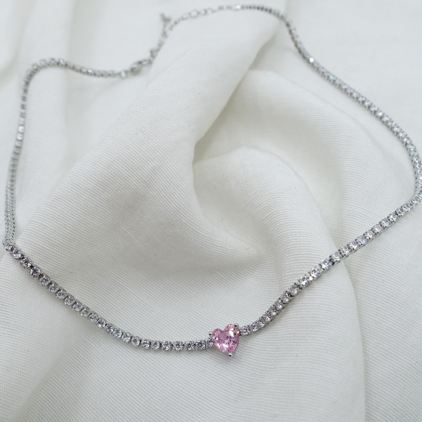 DIANA ~ Collana tennis Choker con zircone a cuore