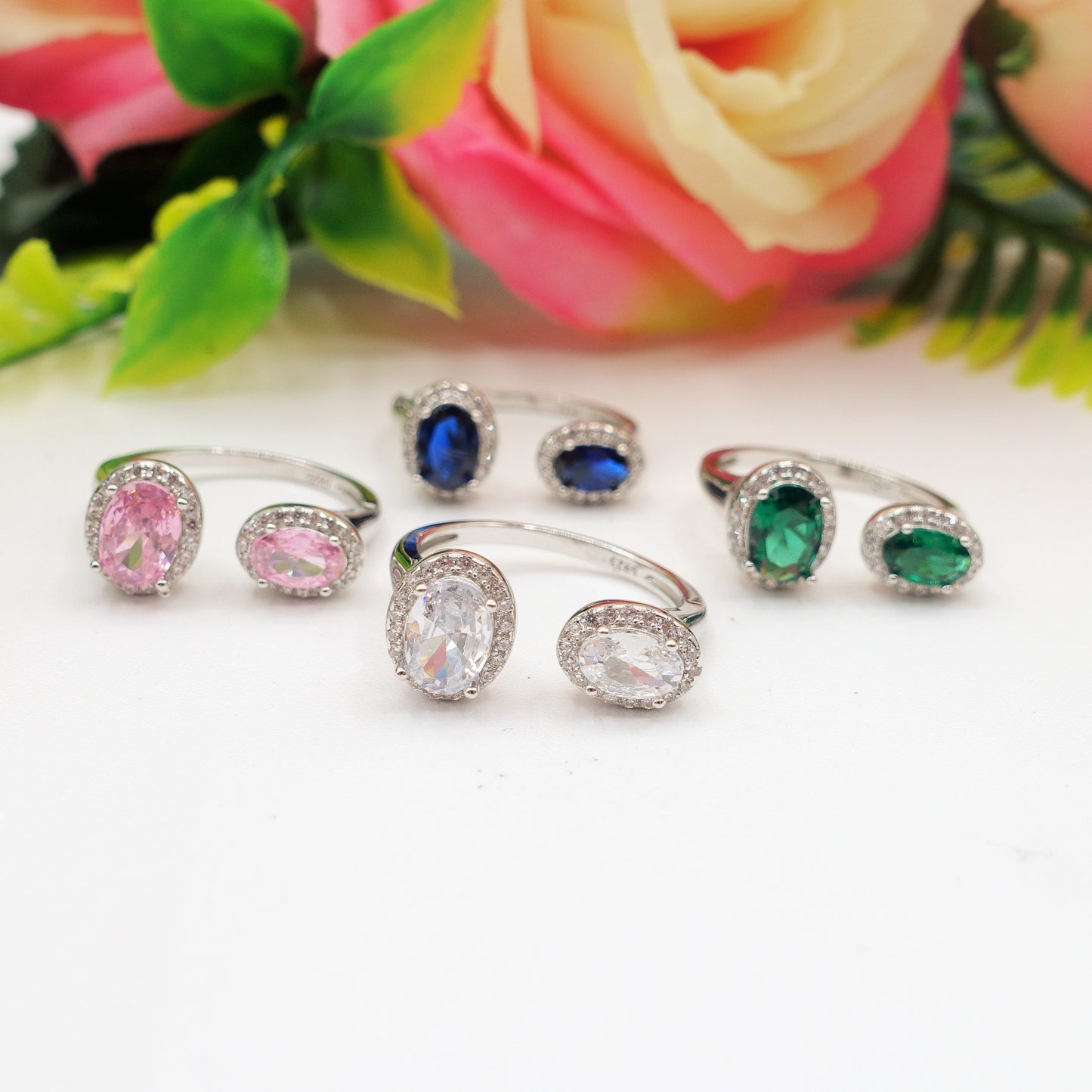 CLARISSA ~ ANELLO in ARGENTO 925 cubic zirconia a goccia regolabile